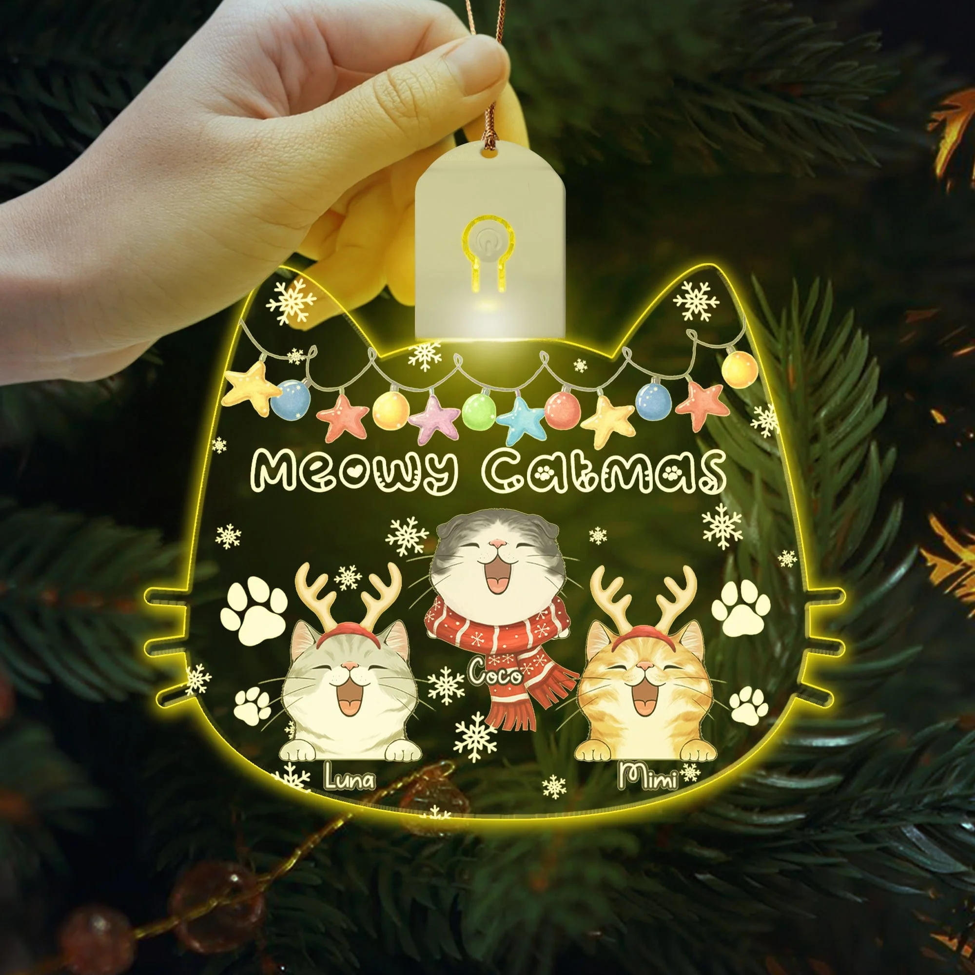 Personalized Meowy Catmas Funny Cartoon Cats Led Light Ornament Funny Gift For Cat Lovers HO82 893338 - Image 4
