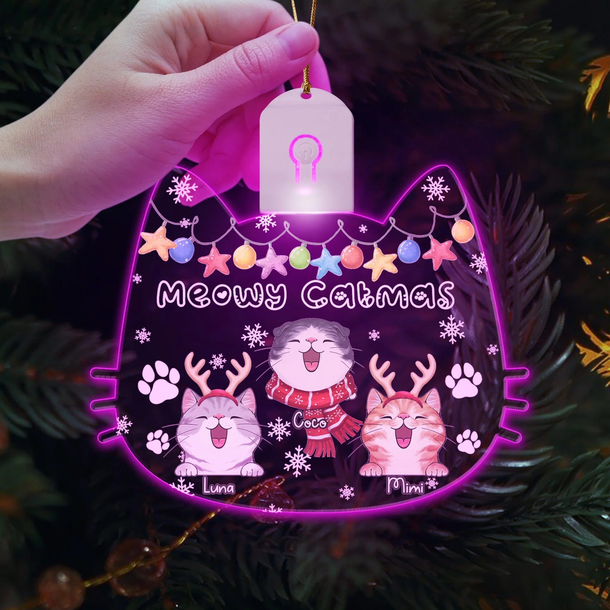 Personalized Meowy Catmas Funny Cartoon Cats Led Light Ornament Funny Gift For Cat Lovers HO82 893338 - Image 5