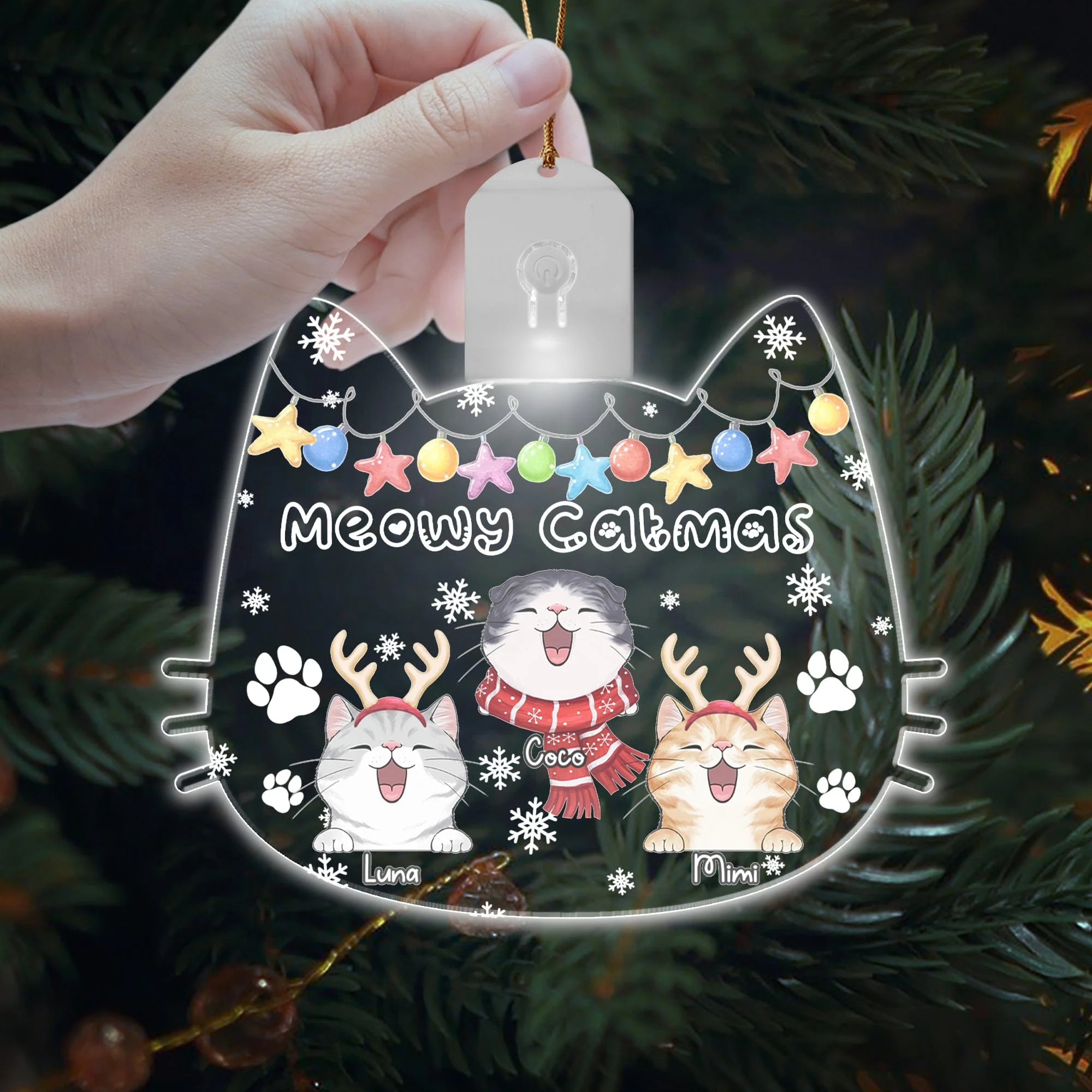 Personalized Meowy Catmas Funny Cartoon Cats Led Light Ornament Funny Gift For Cat Lovers HO82 893338 - Image 7