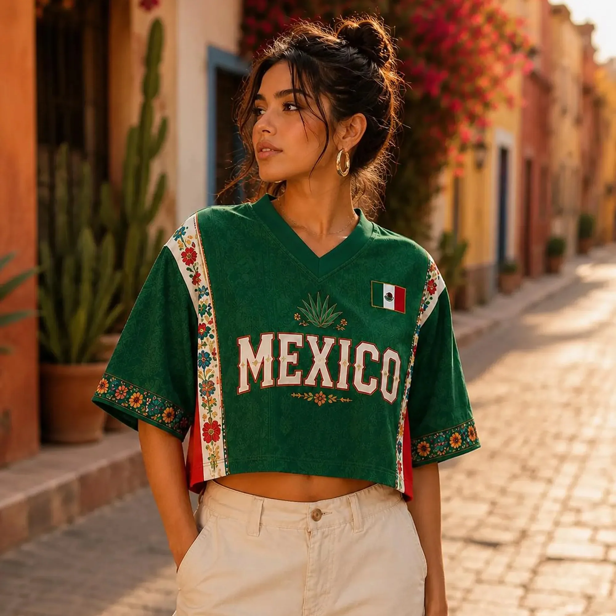 Personalized Mexico Soccer Crop Top Jersey, Mexico Jersey Crop Tee, Game Day Shirt HO82 903002 - Image 2
