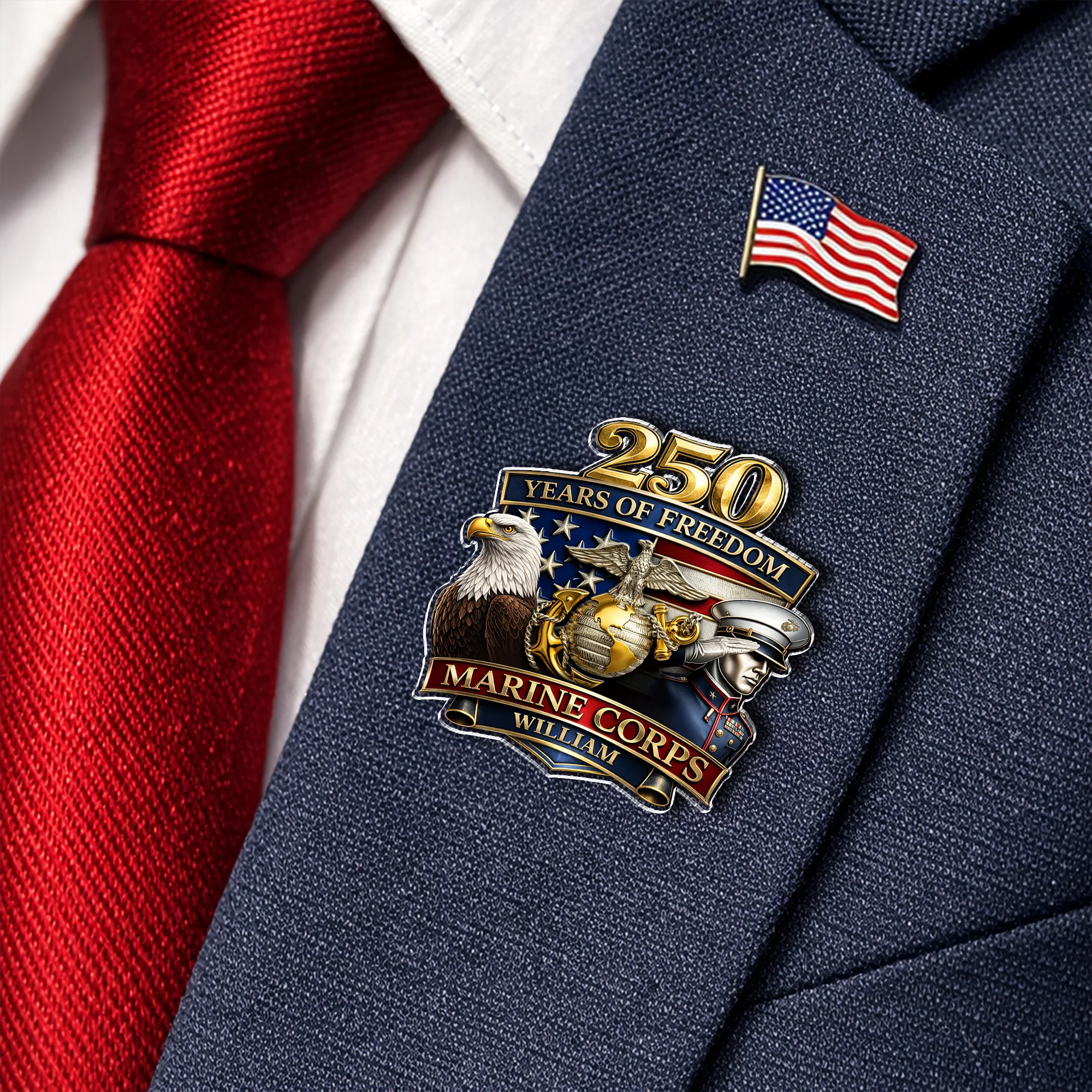 Personalized Military Branch 250 Years Of Freedom 1776–2026 Acrylic Pin - Patriotic Military Memorial Gift HO82 901934 - Image 4