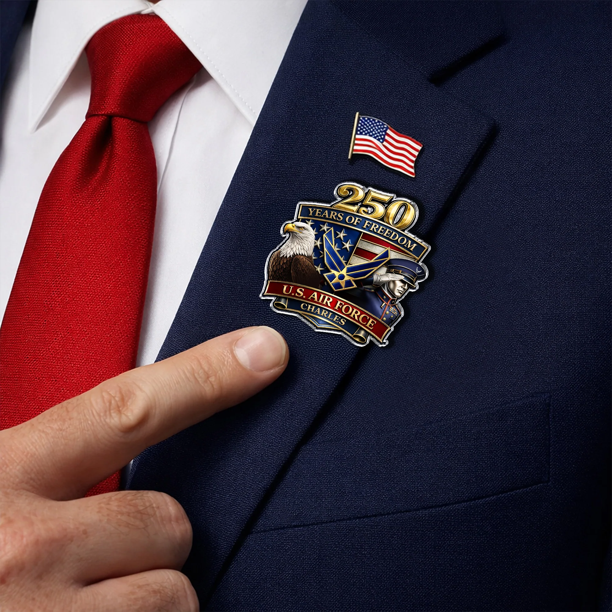 Personalized Military Branch 250 Years Of Freedom 1776–2026 Acrylic Pin - Patriotic Military Memorial Gift HO82 901934 - Image 5