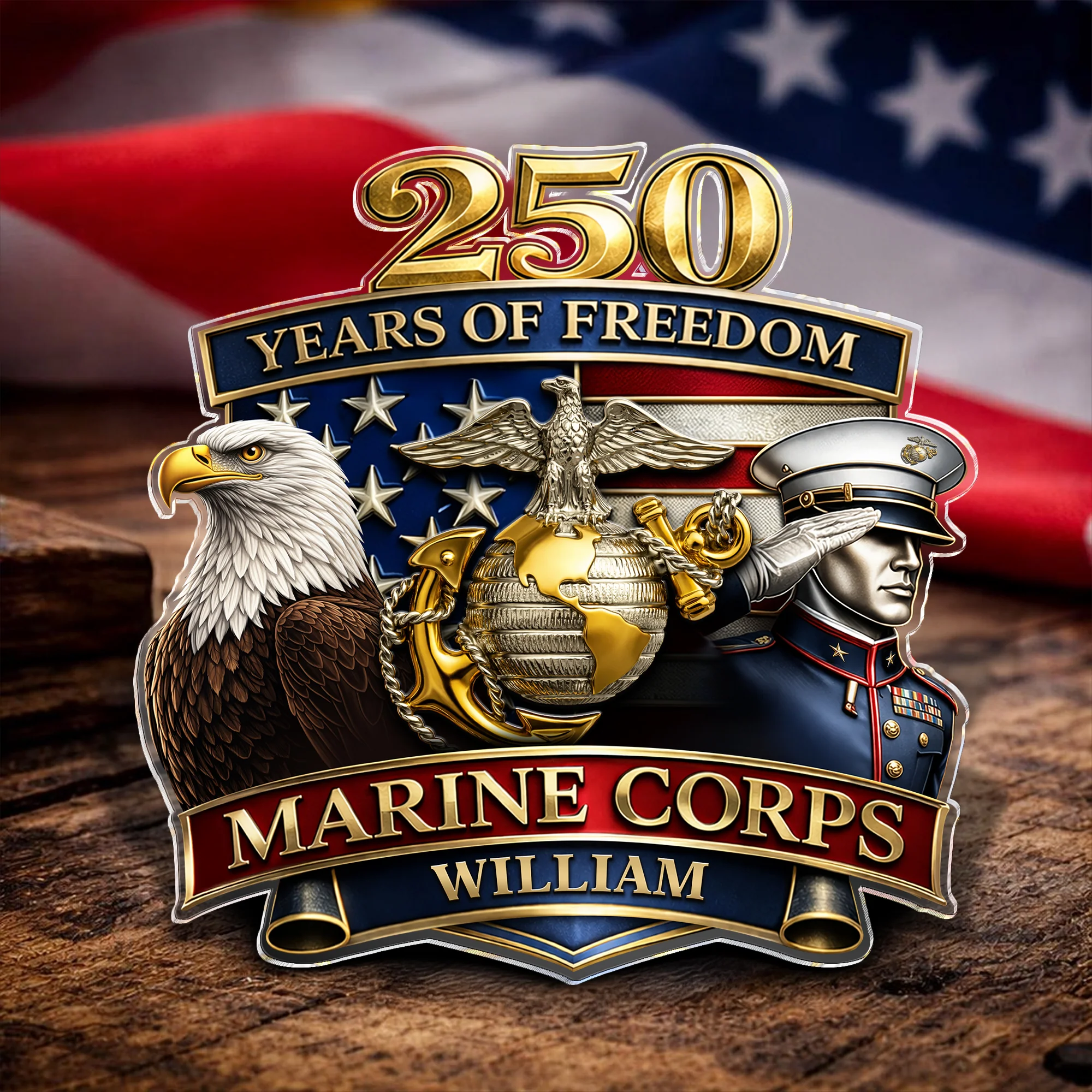 Personalized Military Branch 250 Years Of Freedom 1776–2026 Acrylic Pin - Patriotic Military Memorial Gift HO82 901934 - Image 6