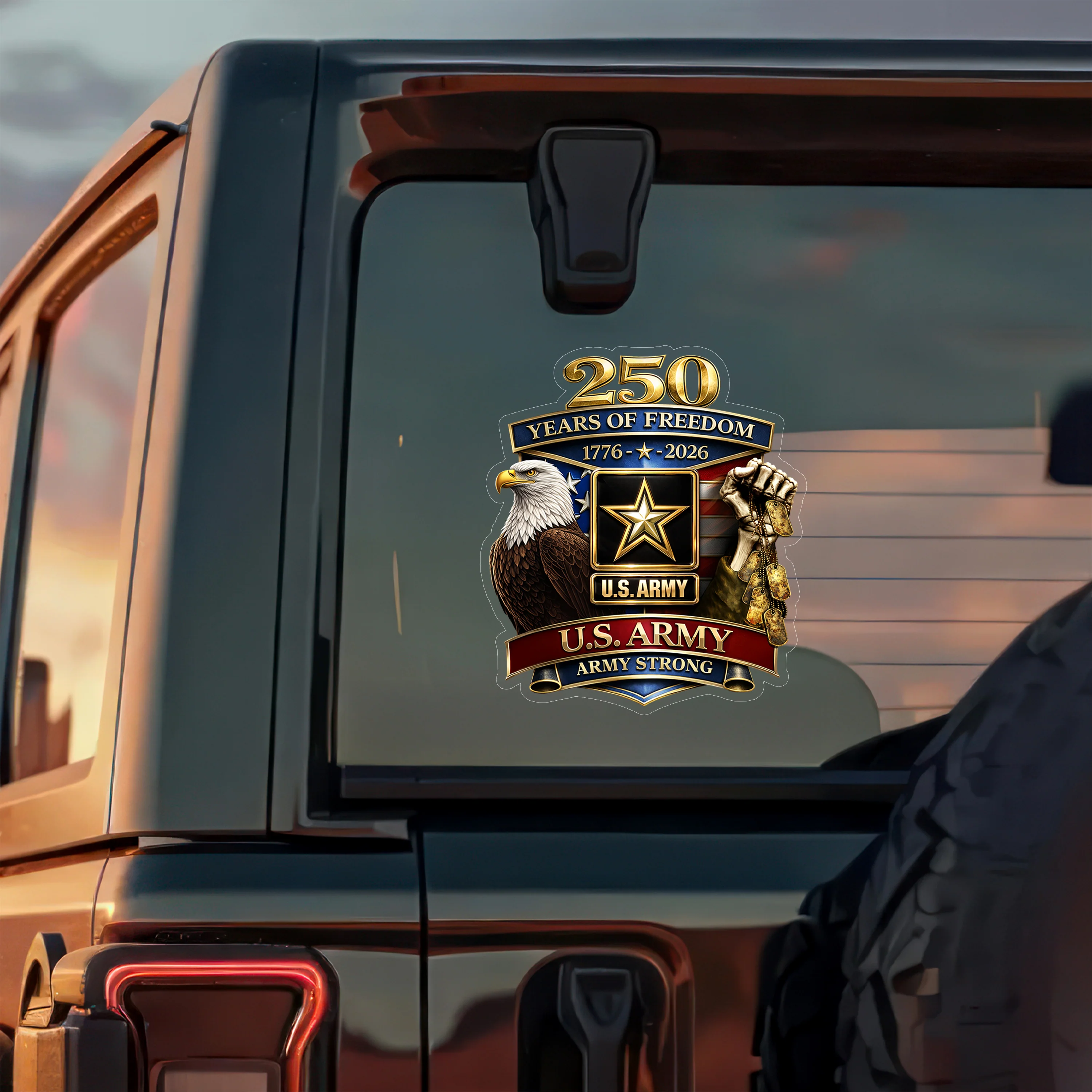 Personalized Military Branch 250 Years Of Freedom 1776–2026 Car Window Decal Sticker HO82 902036 - Image 5