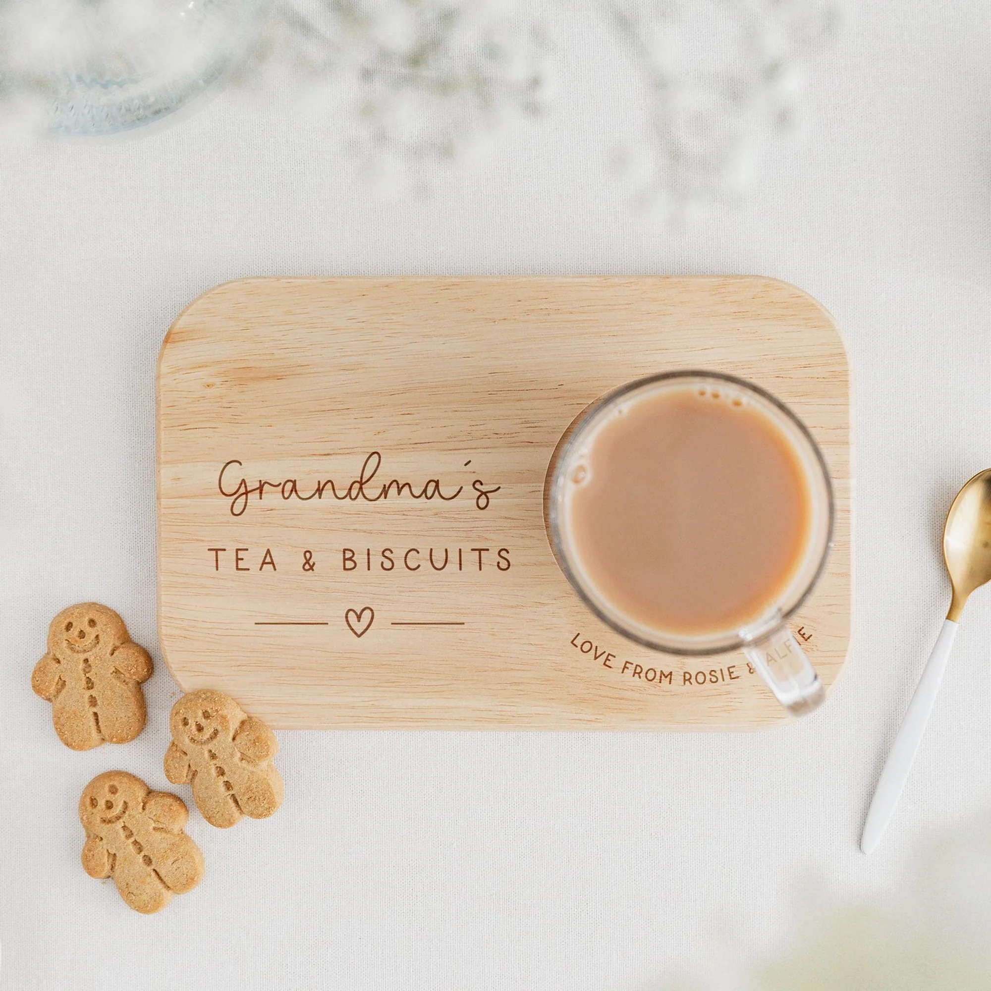 Personalized Mum's Tea & Biscuits Wooden Tray - Gift For Mom, Mother's Day Gift HO82 901748 - Image 4