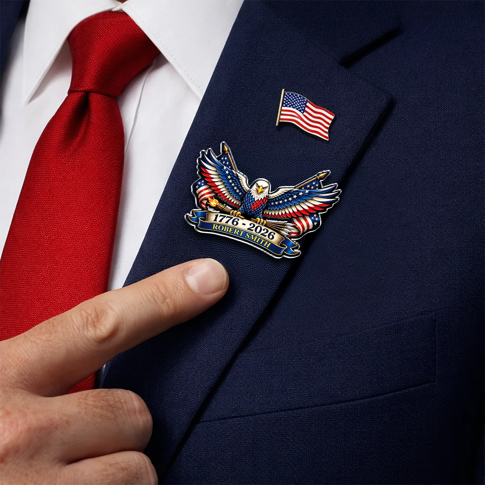 Personalized Name US 250 Patriotic Eagle 1776–2026 Acrylic Pin HO82 901868 - Image 3