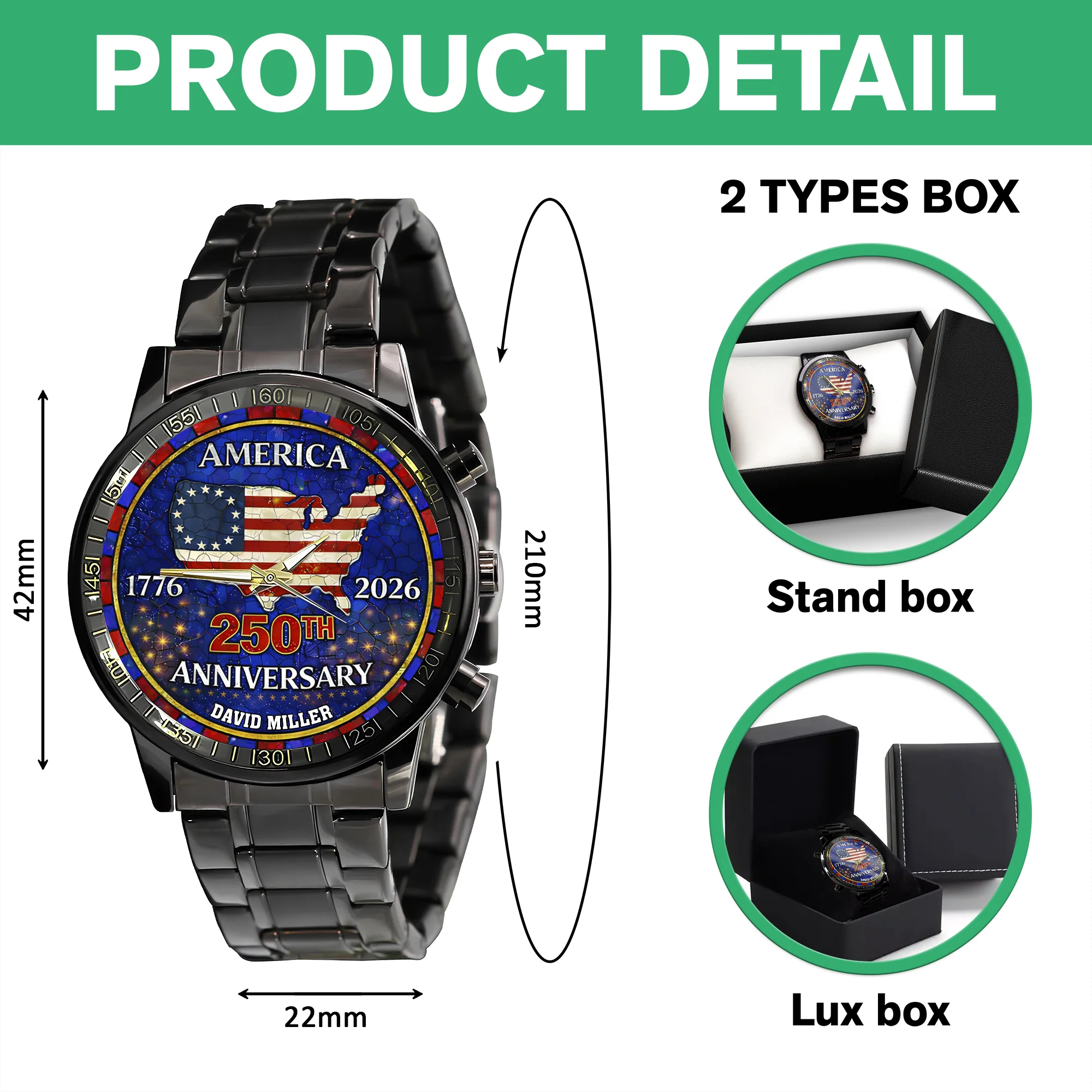 Personalized Name America 250th Anniversary Men's Wrist Watch HO82 901556 - Image 7