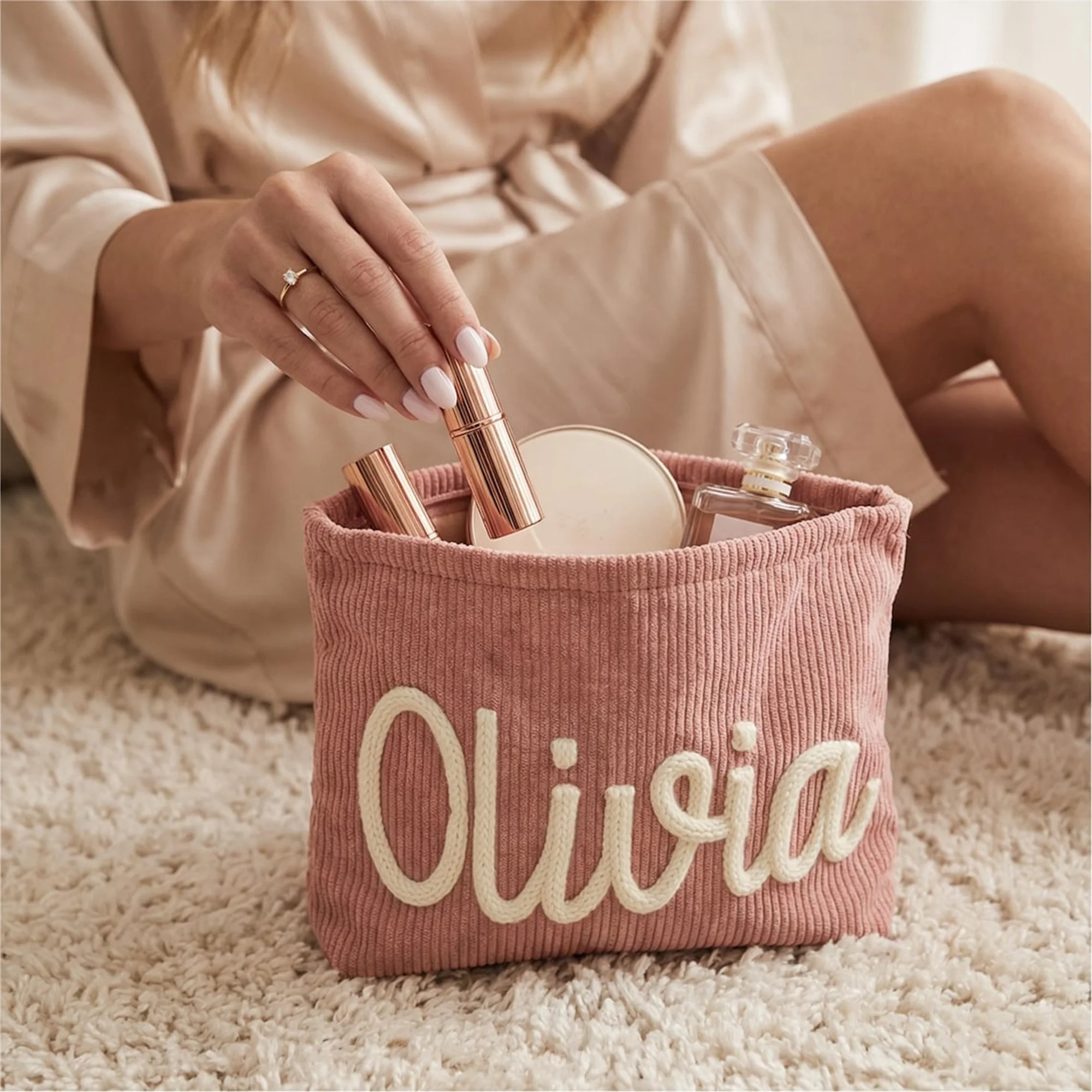 Personalized Name Chenille Travel Makeup Bag - Gift For Mom, Girlfriend, Women, Summer Gift HO82 902066 - Image 9