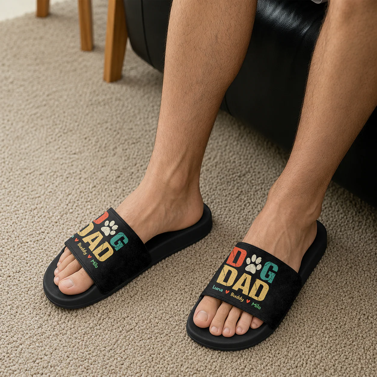 Personalized Name Dog Dad Slide Sandals - Gift For Dog Dad, Dog Lovers HO82 902592 - Image 4