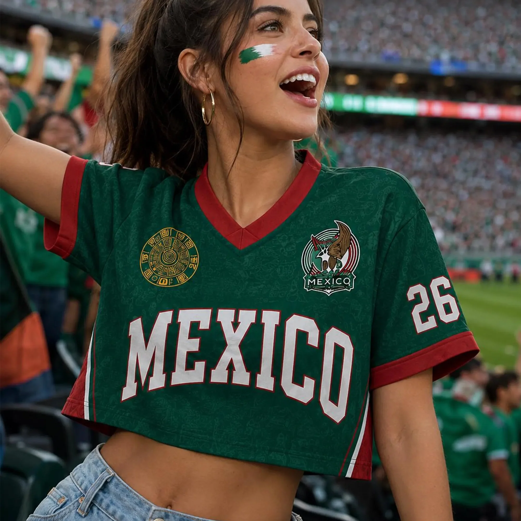 Personalized Name & Number Mexico Soccer Crop Top Jersey, Mexico Jersey Crop Tee HO82 903006 - Image 2