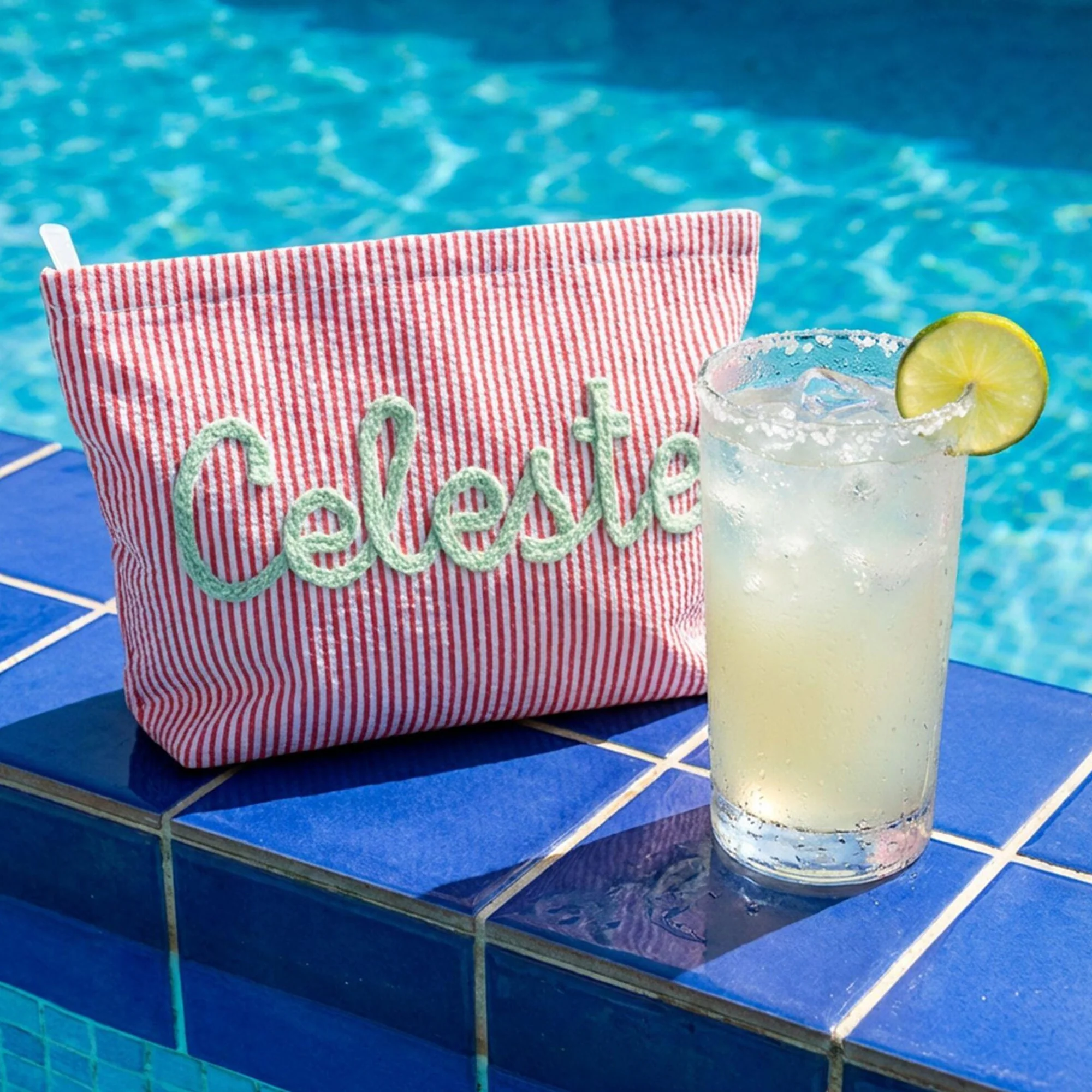 Personalized Name Seersucker Makeup Bag - Gift For Mom, Girlfriend, Women, Summer Gift HO82 902064 - Image 6