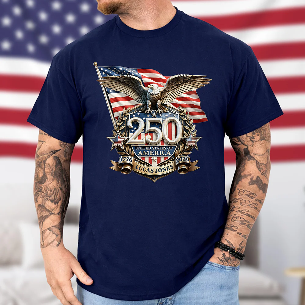 Personalized Patriot Eagle America 250th Anniversary Dark Shirt HO82 901836 - Image 3