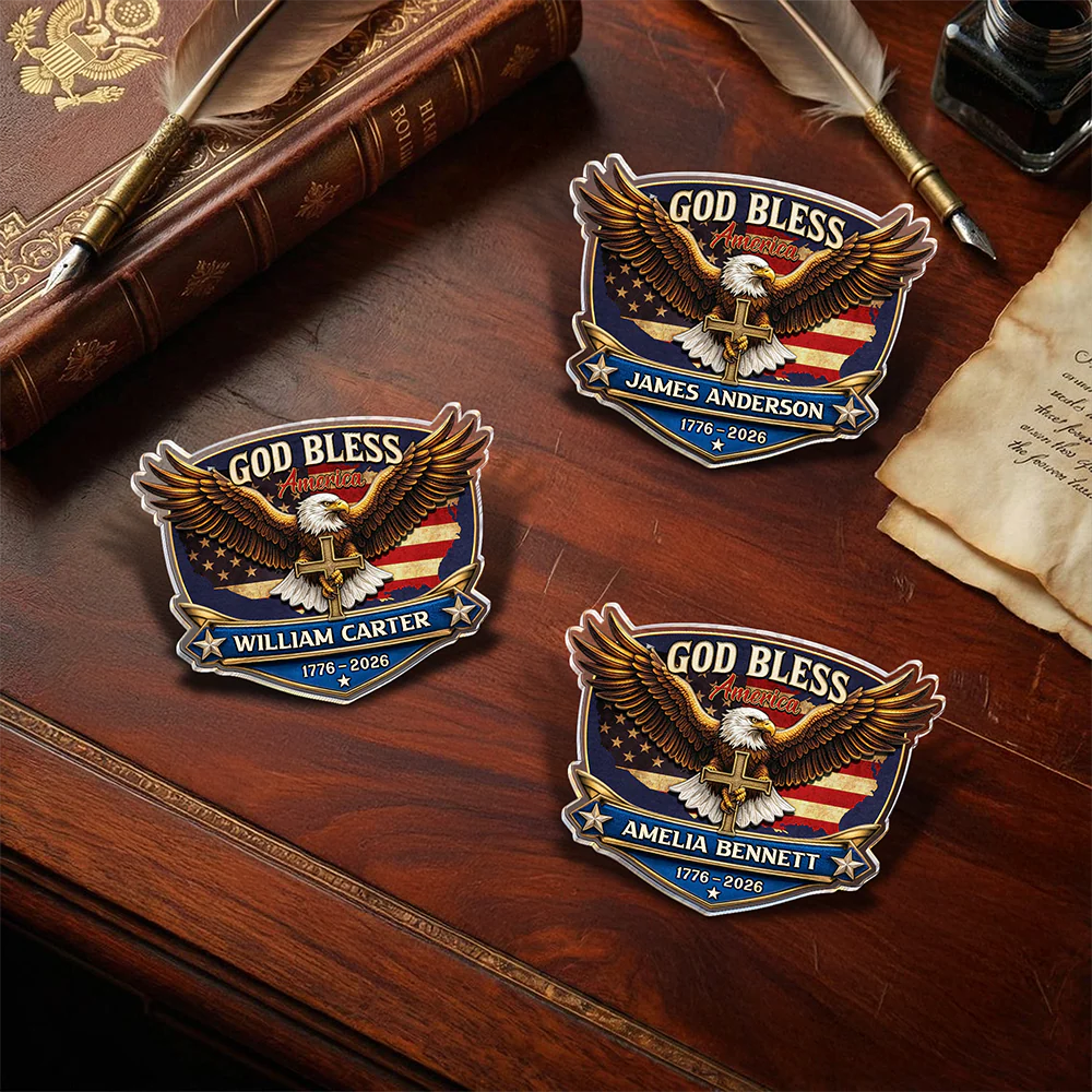 Personalized Patriotic 250th Anniversary God Bless America Eagle 1776–2026 Acrylic Pin HO82 901808 - Image 7