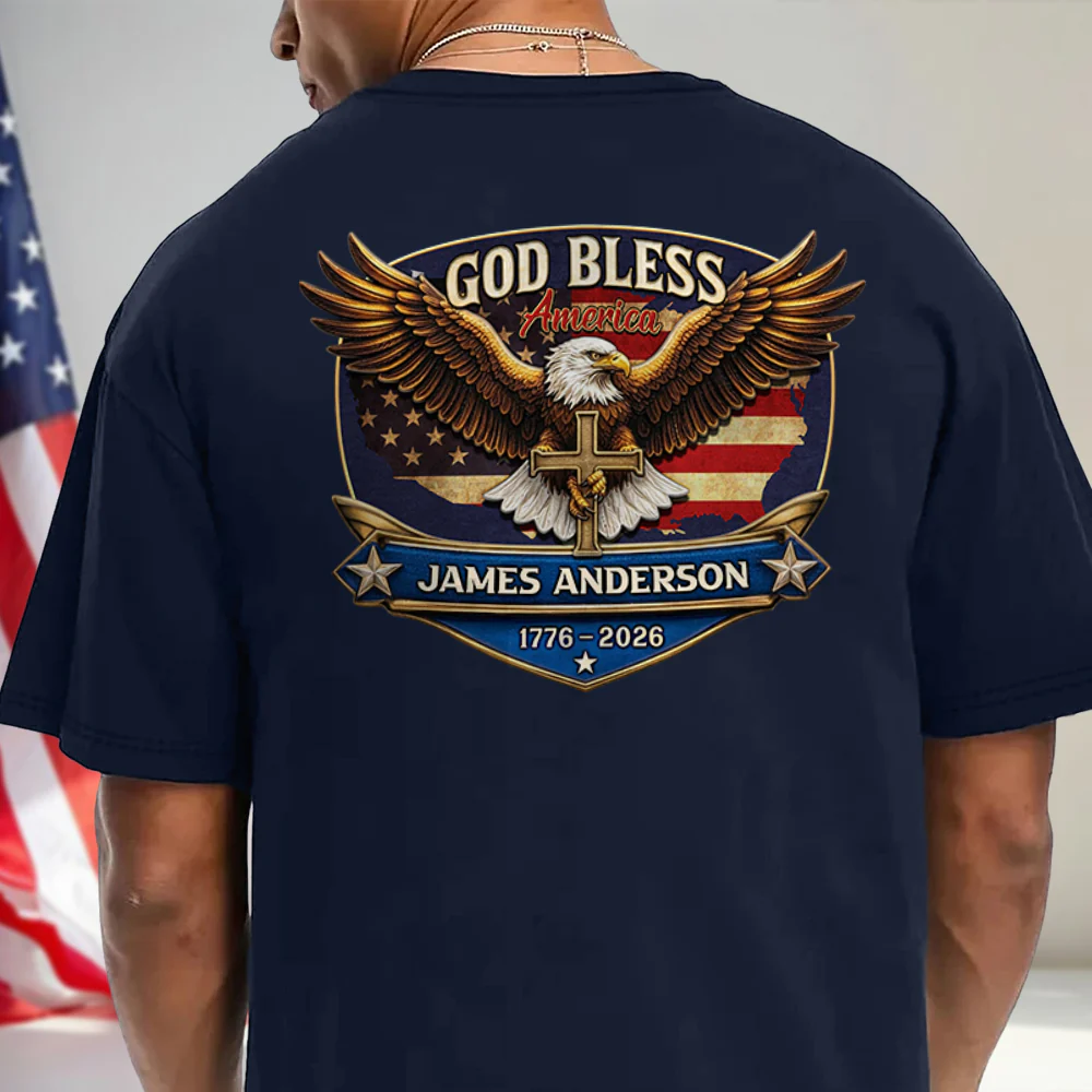 Personalized Patriotic 250th Anniversary God Bless America Eagle 1776–2026 Backside Shirt HO82 901852 - Image 3