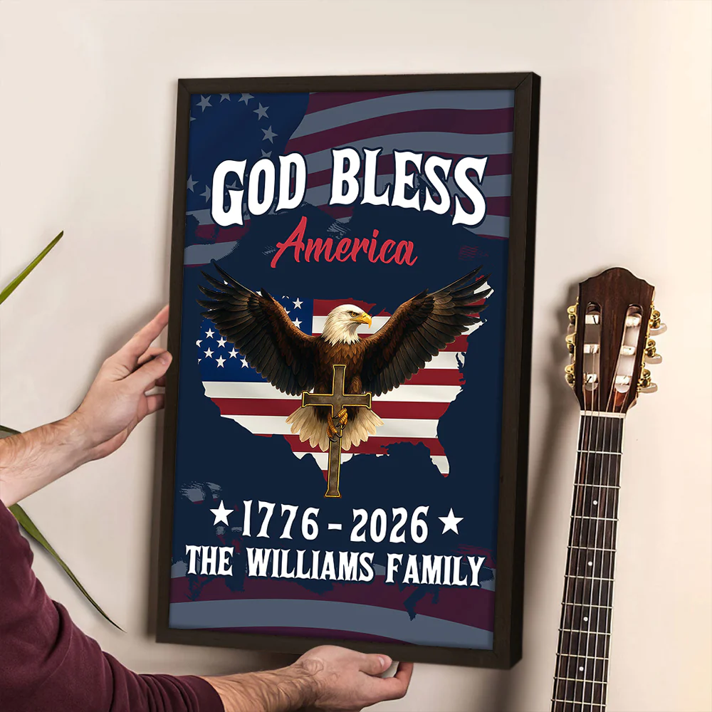 Personalized Patriotic 250th Anniversary God Bless America Eagle 1776–2026 Canvas Poster HO82 901446 - Image 5