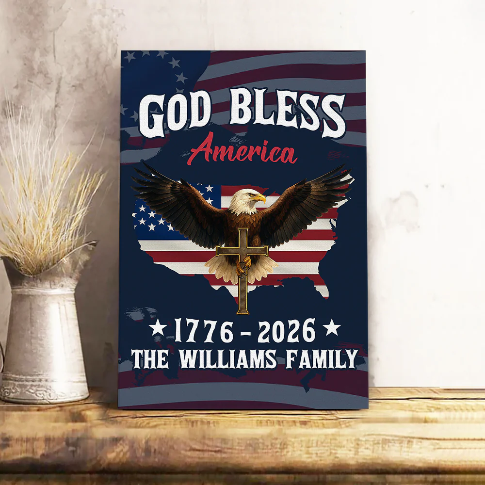 Personalized Patriotic 250th Anniversary God Bless America Eagle 1776–2026 Canvas Poster HO82 901446 - Image 6