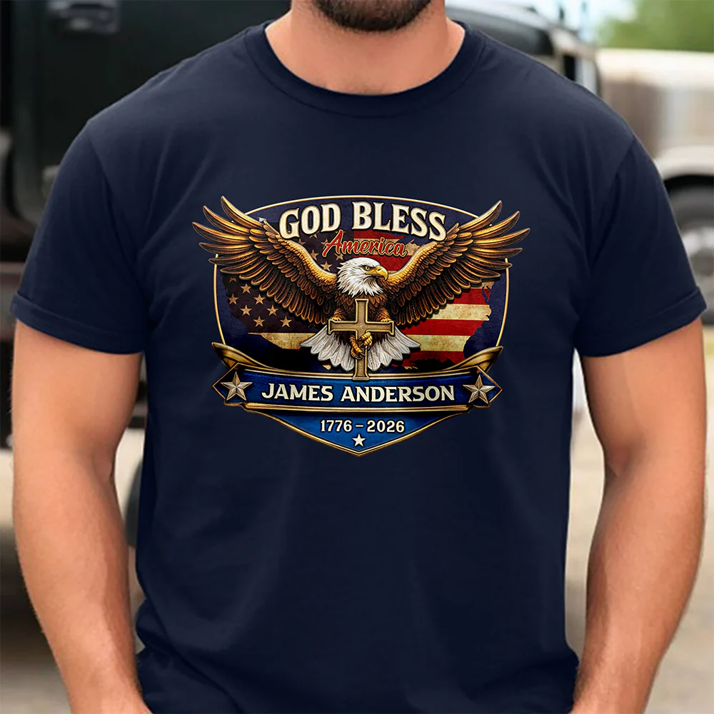 Personalized Patriotic 250th Anniversary God Bless America Eagle 1776–2026 Dark Shirt HO82 901850 - Image 5