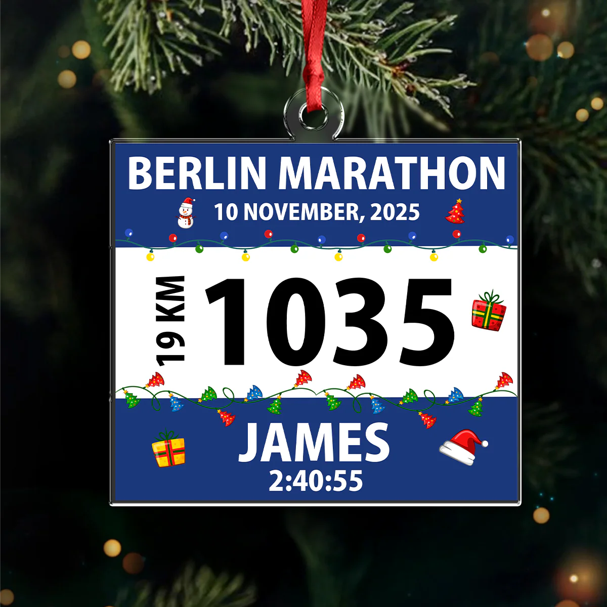 Personalized Race Bib Christmas Acrylic Ornament Gift for Marathon Lovers HO82 900644 - Image 4
