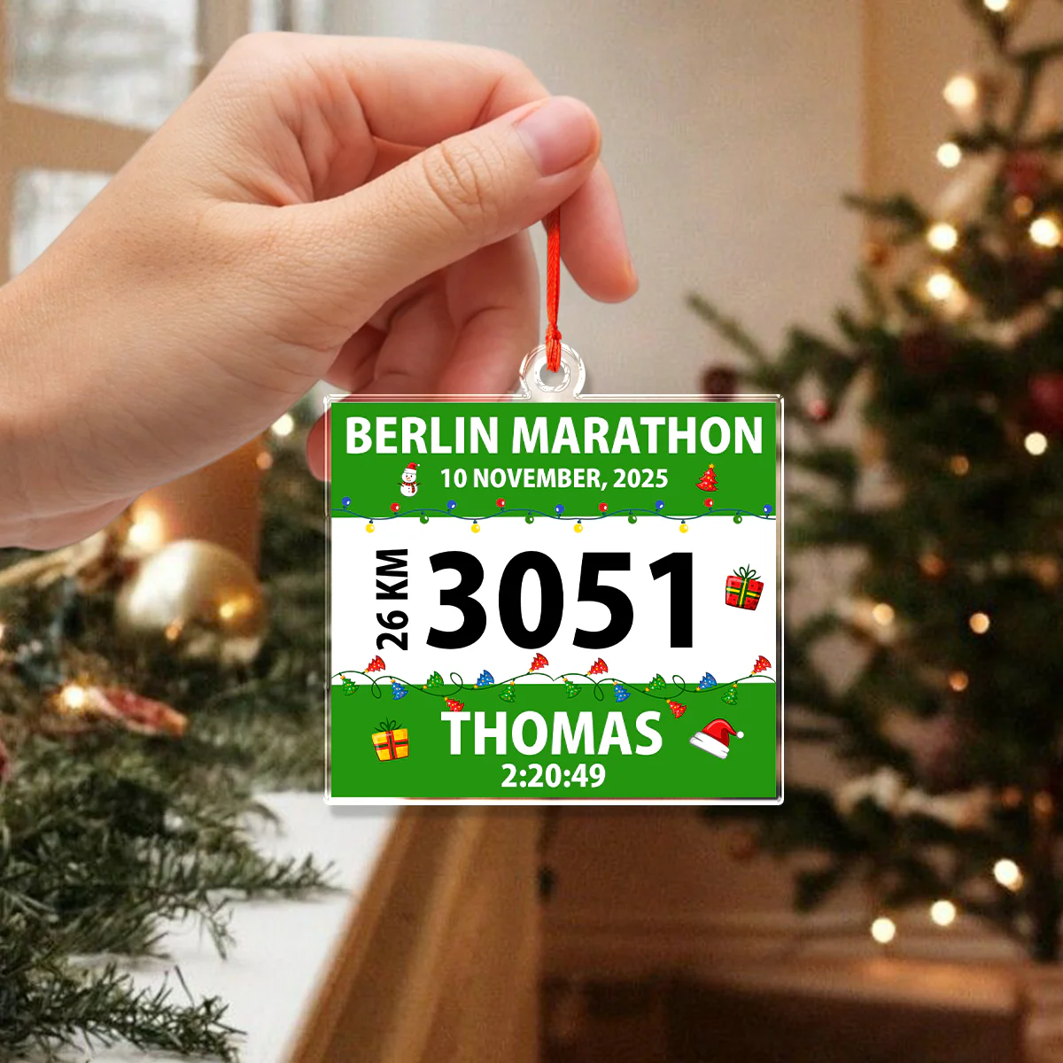 Personalized Race Bib Christmas Acrylic Ornament Gift for Marathon Lovers HO82 900644 - Image 5