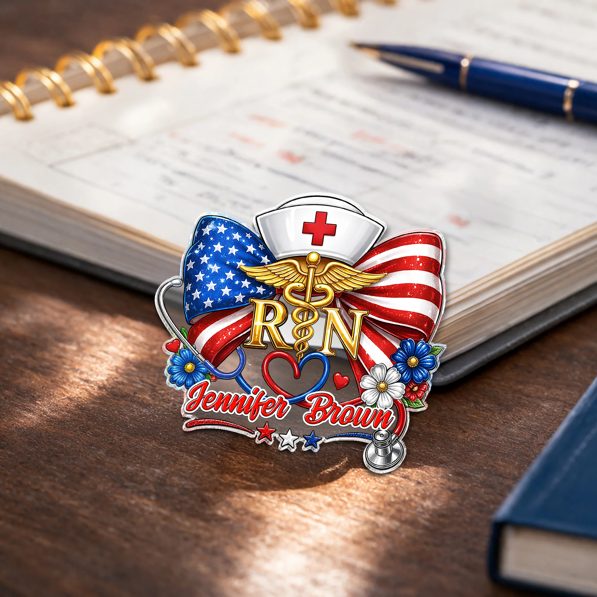 Personalized RN Nurse With American Flag Acrylic Pin HO82 901962 - Image 3