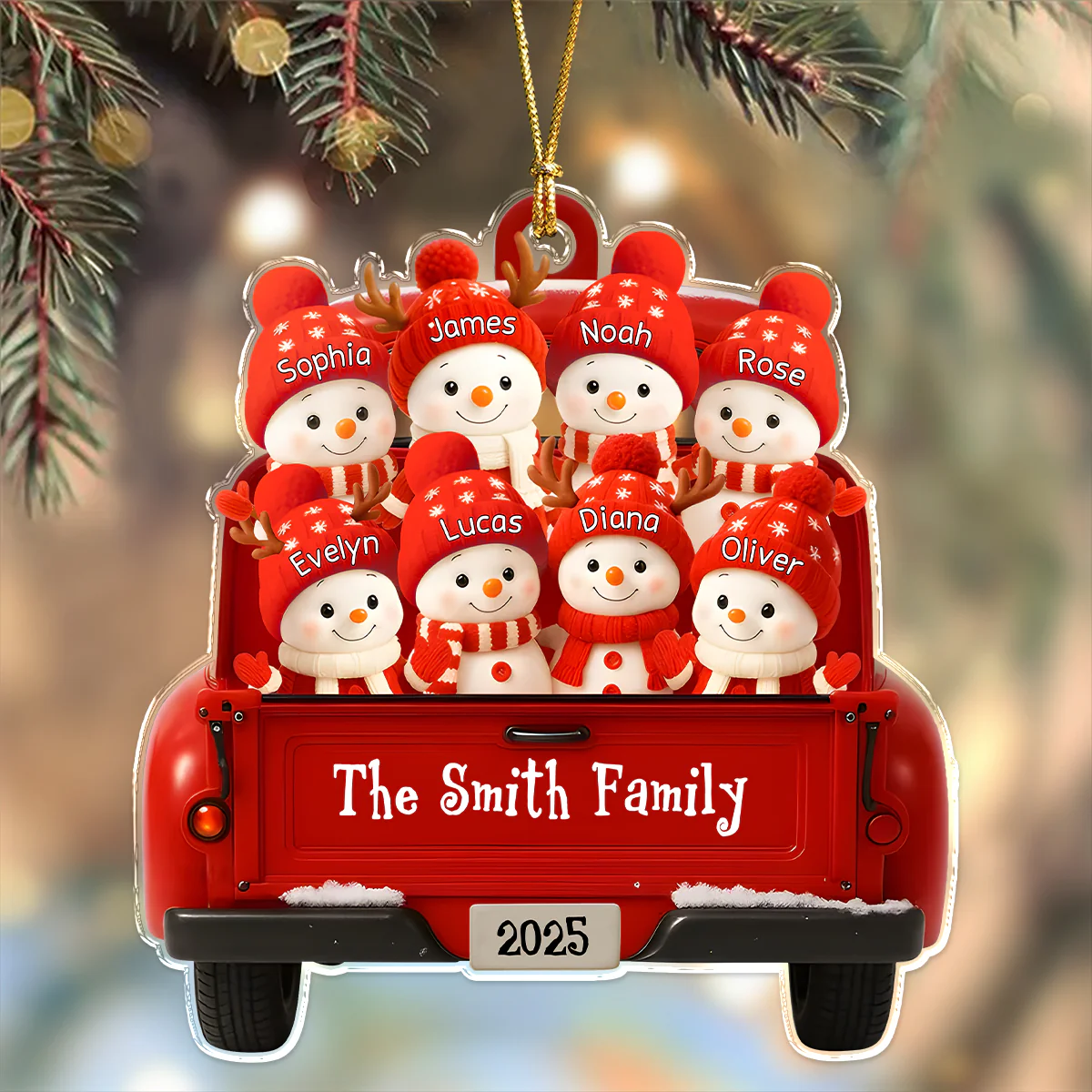 Personalized Snowman Family Acrylic Ornament Gift For Mom, Dad, Brother, Sister, Kids HO82 900176 - Image 2