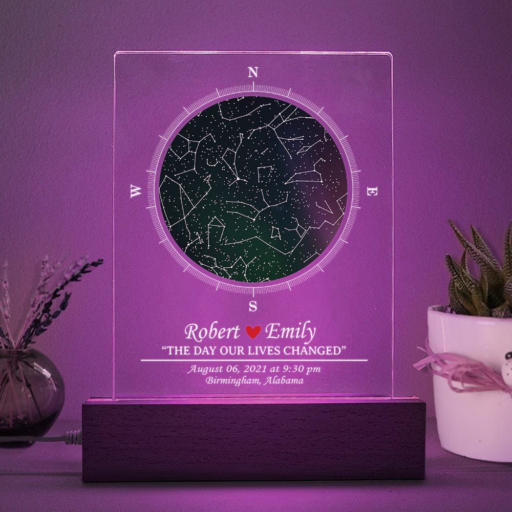Personalized Star Map Couple Acrylic Plaque LED Night Light Gift For Valentine, Wedding Anniversary Gift HO82 893420 - Image 2