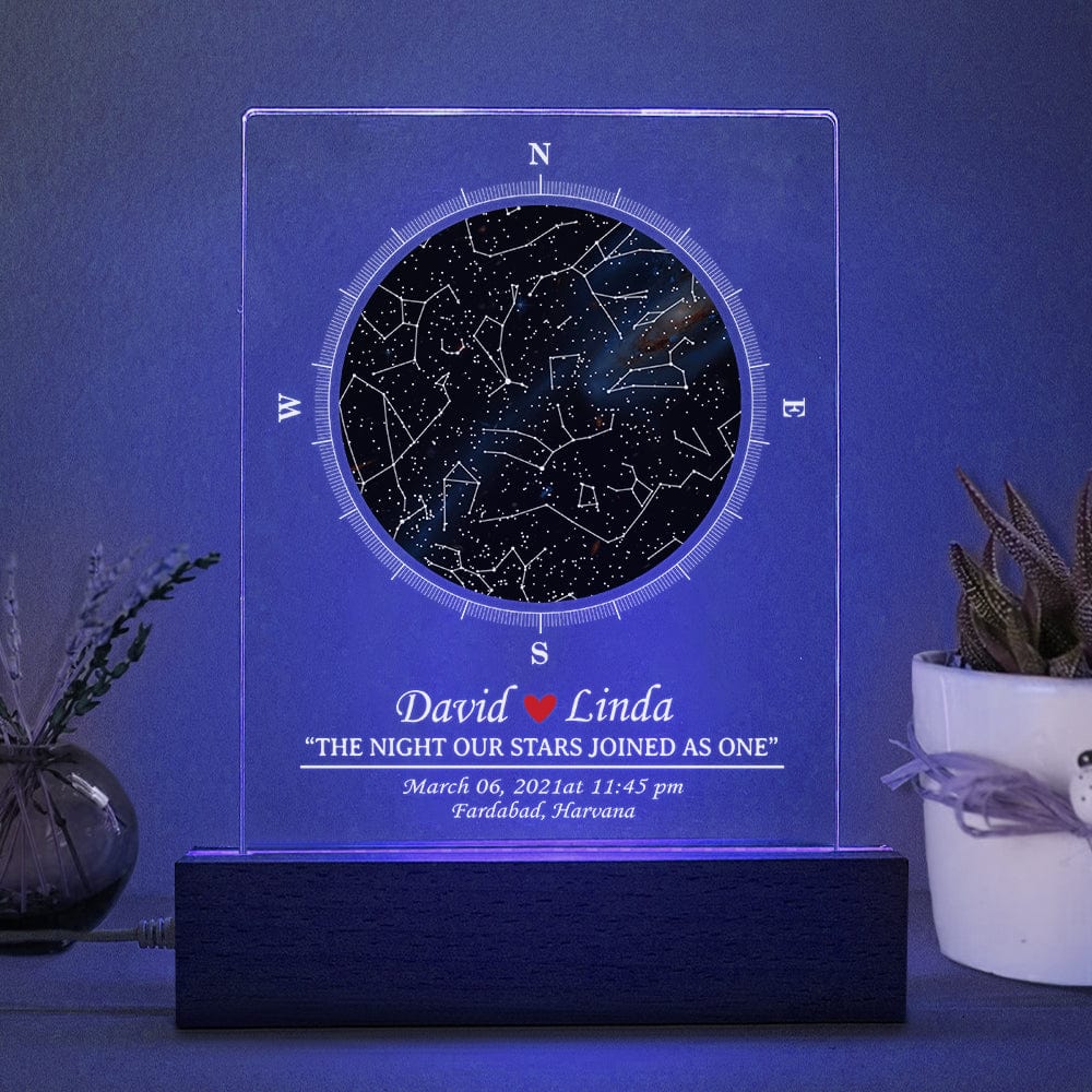 Personalized Star Map Couple Acrylic Plaque LED Night Light Gift For Valentine, Wedding Anniversary Gift HO82 893420 - Image 4