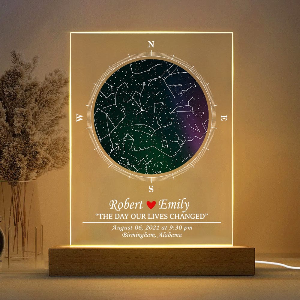 Personalized Star Map Couple Acrylic Plaque LED Night Light Gift For Valentine, Wedding Anniversary Gift HO82 893420 - Image 5