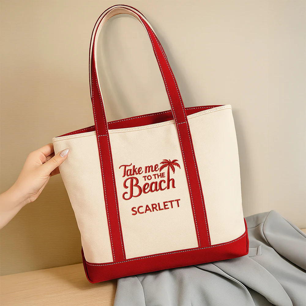 Personalized Take Me To The Beach Embroidered Monogram Beach Bag HO82 894250 - Image 4
