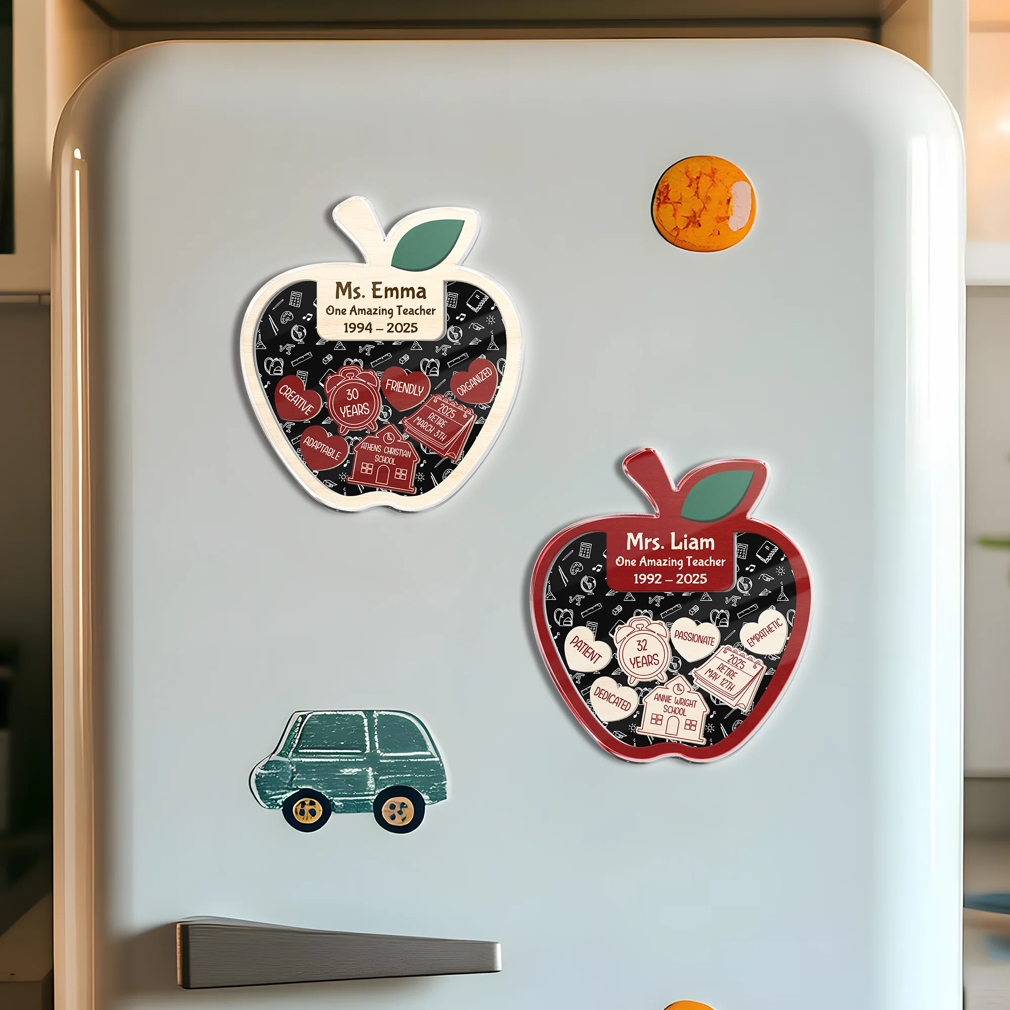 Personalized  Teacher Retirement Acrylic Apple Shaking Magnet Gift From Student HO82 894266 - Image 2