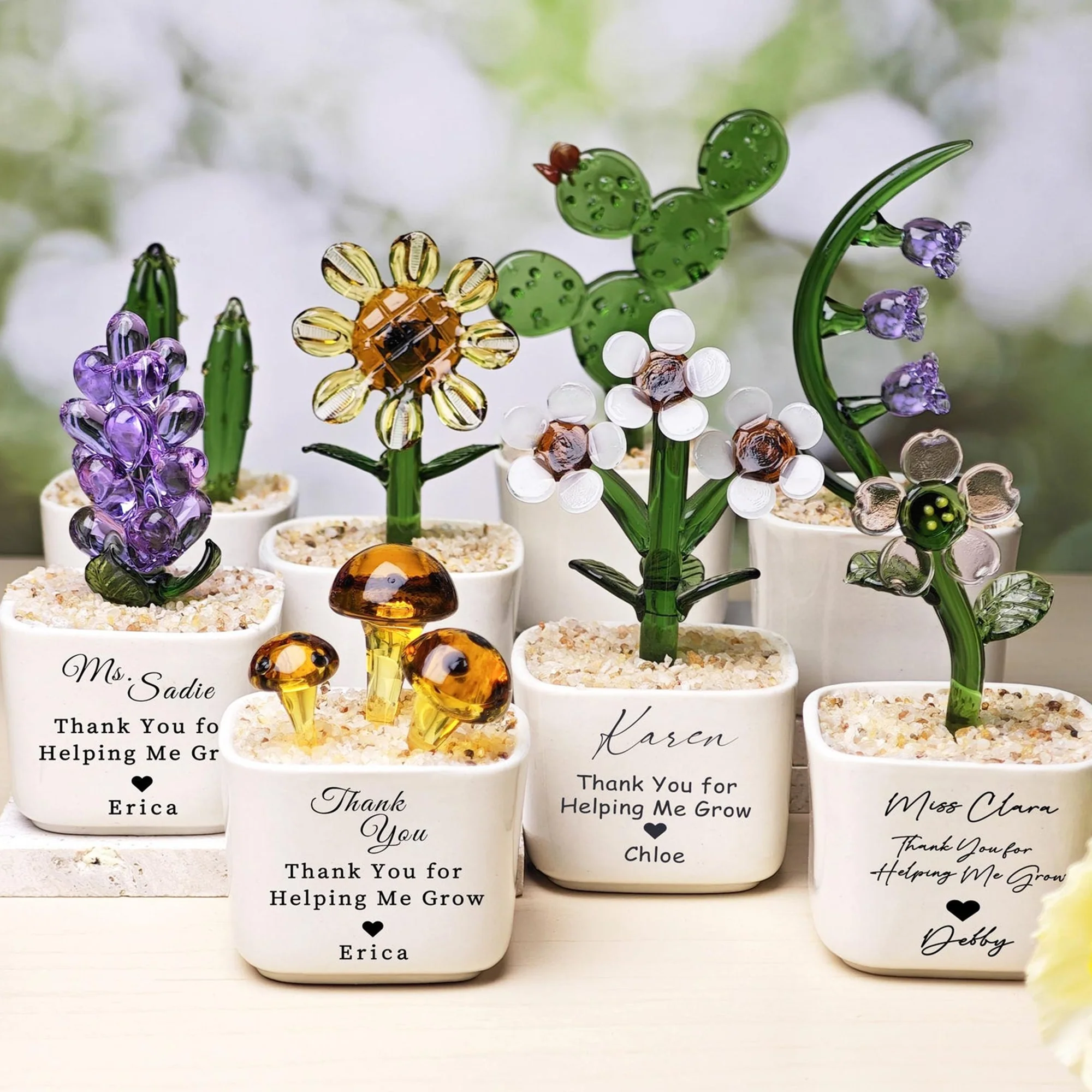 Personalized Thank You for Helping Me Grow Tulip Glass Flower Pot - Teacher Appreciation, Succulent Cactus Figurine, Valentine's Day HO82 901432 - Image 4