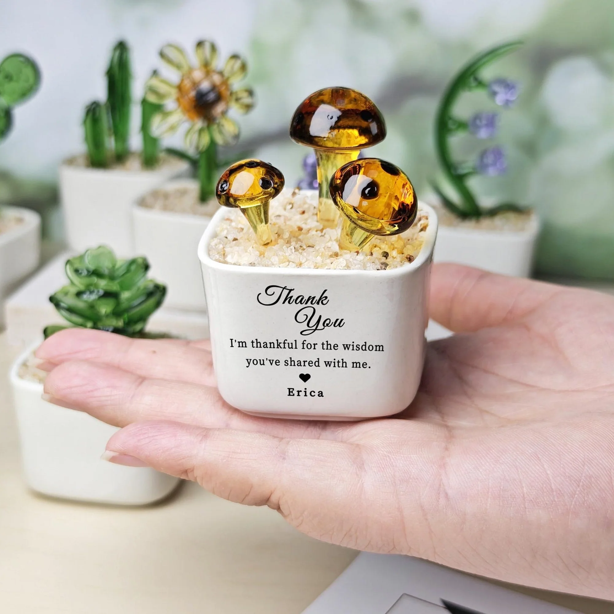 Personalized Thank You for Helping Me Grow Tulip Glass Flower Pot - Teacher Appreciation, Succulent Cactus Figurine, Valentine's Day HO82 901432 - Image 5