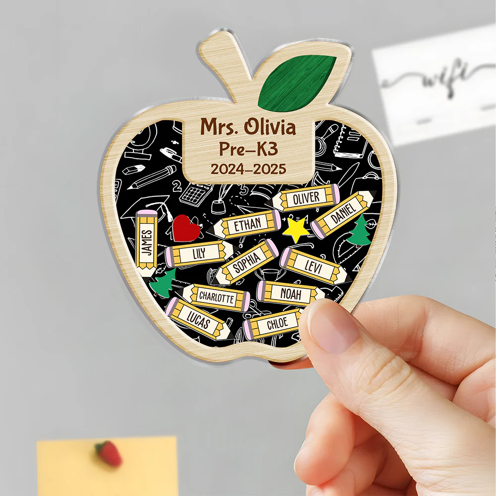 Personalized Thank You Teacher Acrylic Apple Shaking Magnet Gift From Students HO82 894288 - Image 3
