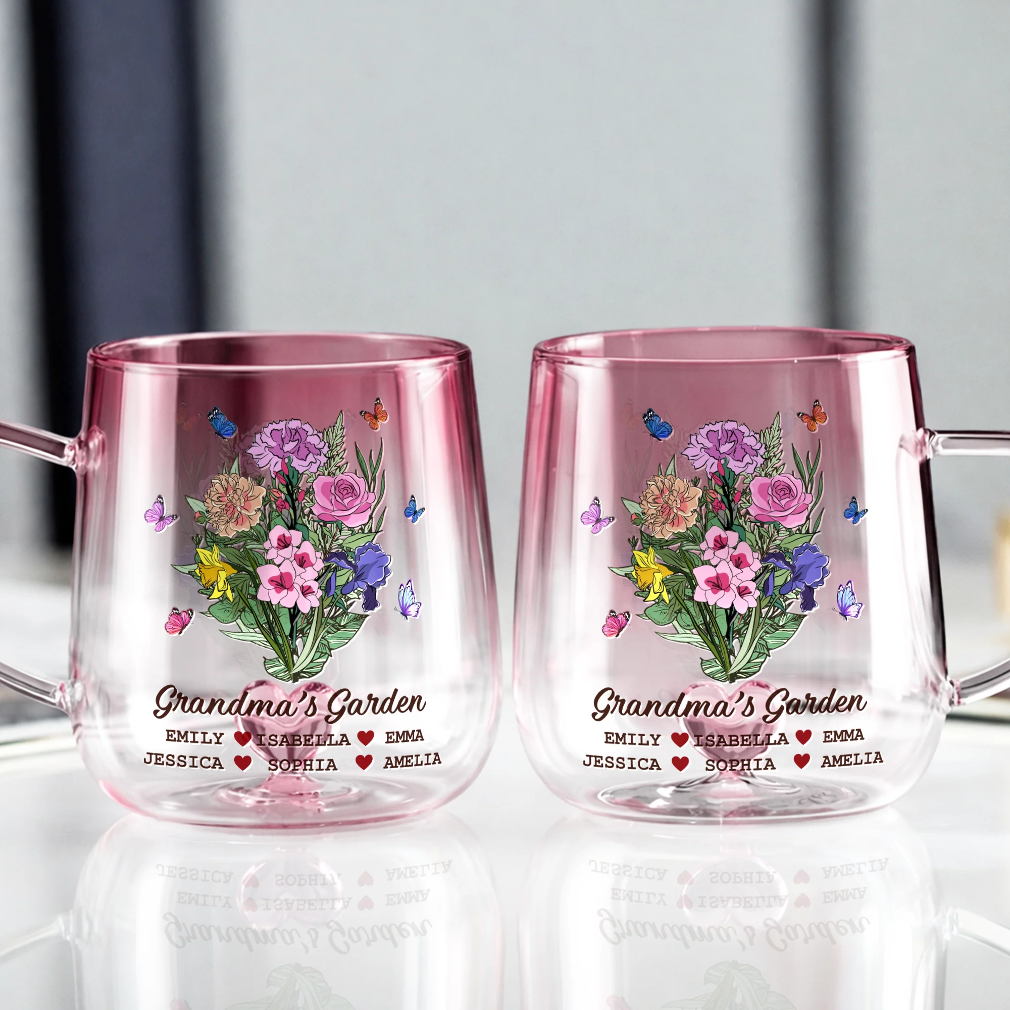 Personalized The Garden Of Grandma Pink Gradient Glass Mug - Gift For Grandma, Mom, Mother's Day HO82 901750 - Image 5
