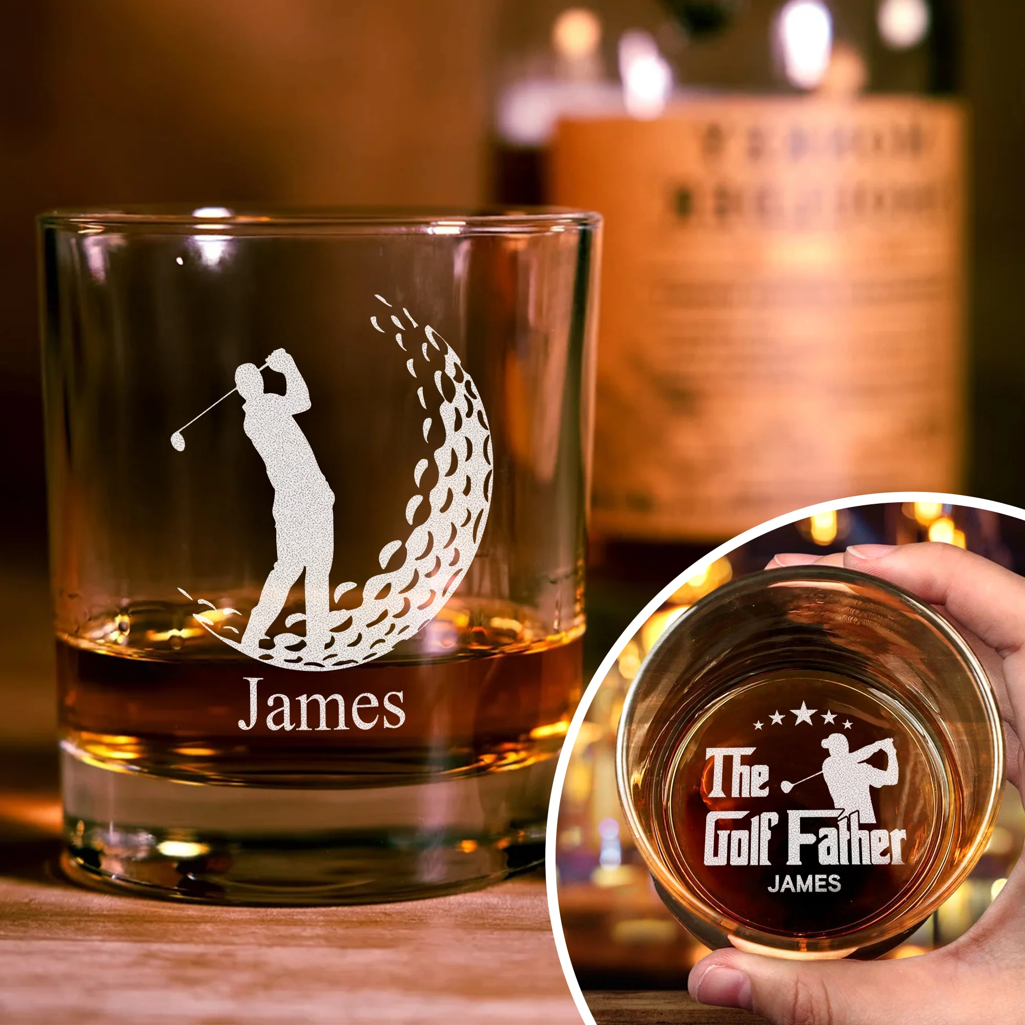 Personalized The Golffather Engraved Whiskey Glass Gift For Husband, Boyfriend, Golf Lovers HO82 900850 - Image 3