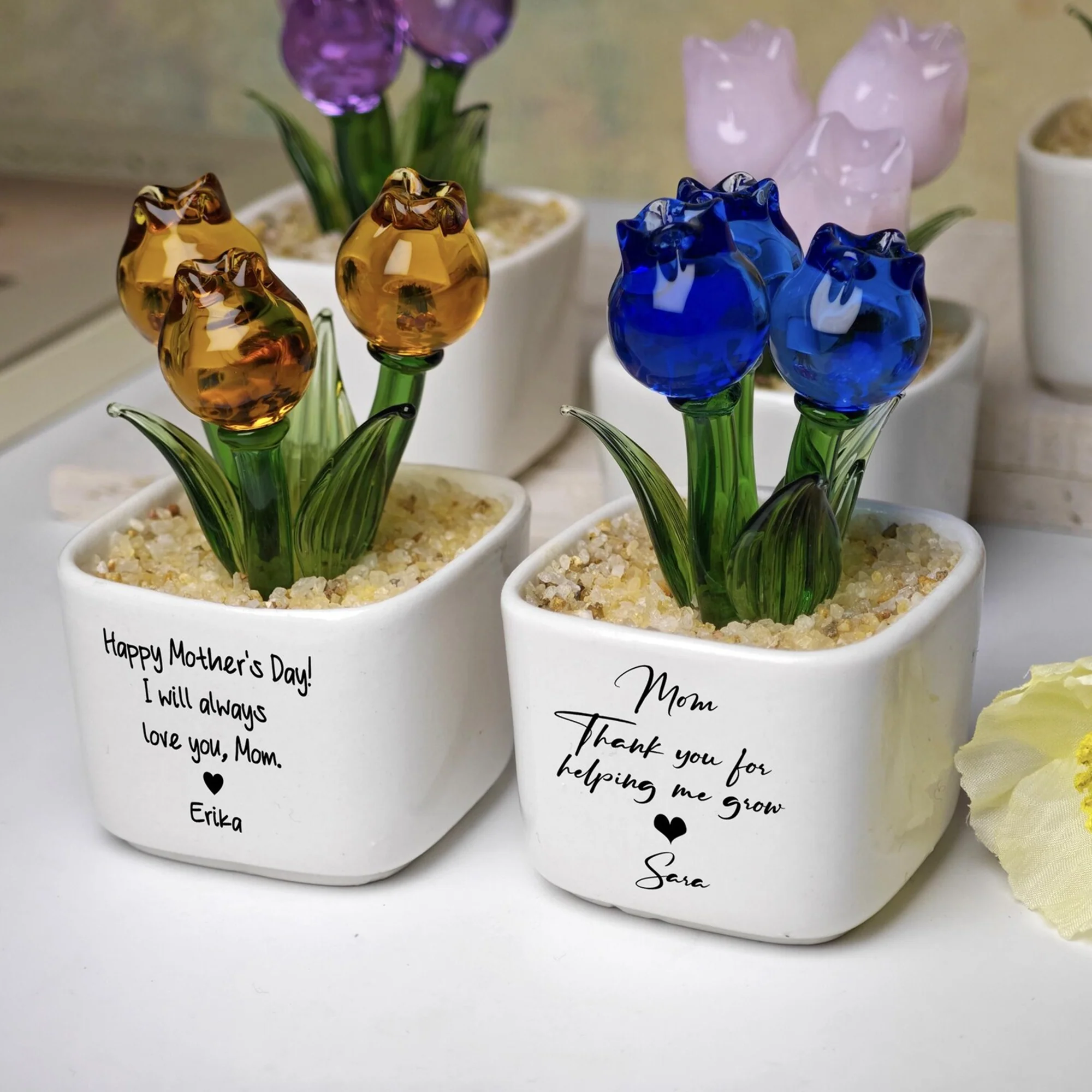Personalized Tulip Glass Flower Pot - Gift For Mother, Happy Mother's Day HO82 901430 - Image 6