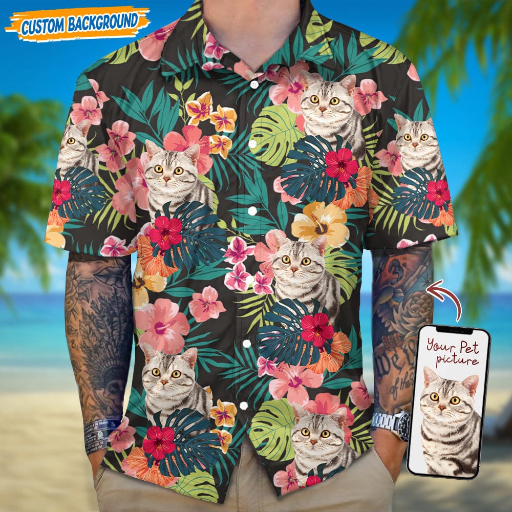 Upload Dog Cat Photo Hibiscus Flower Hawaiian Shirt T368 889456 - Image 2
