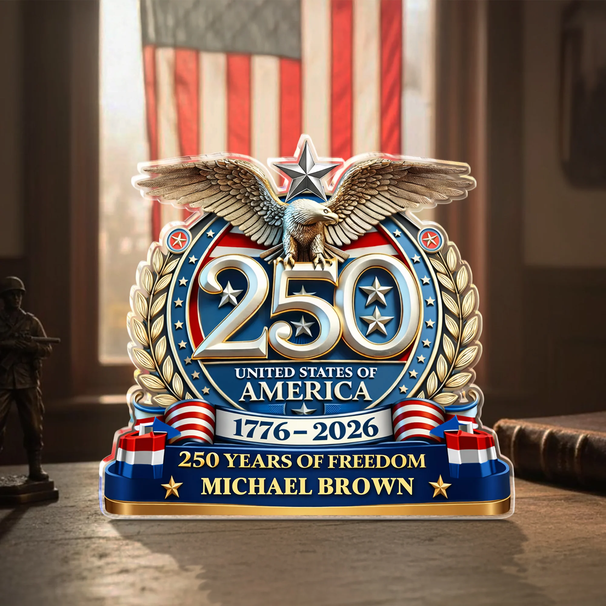 Personalized USA Eagles 250th Anniversary Semiquincentennial 1776-2026 Acrylic Block Plaque - Patriotic Memorial Decor HO82 901902 - Image 4