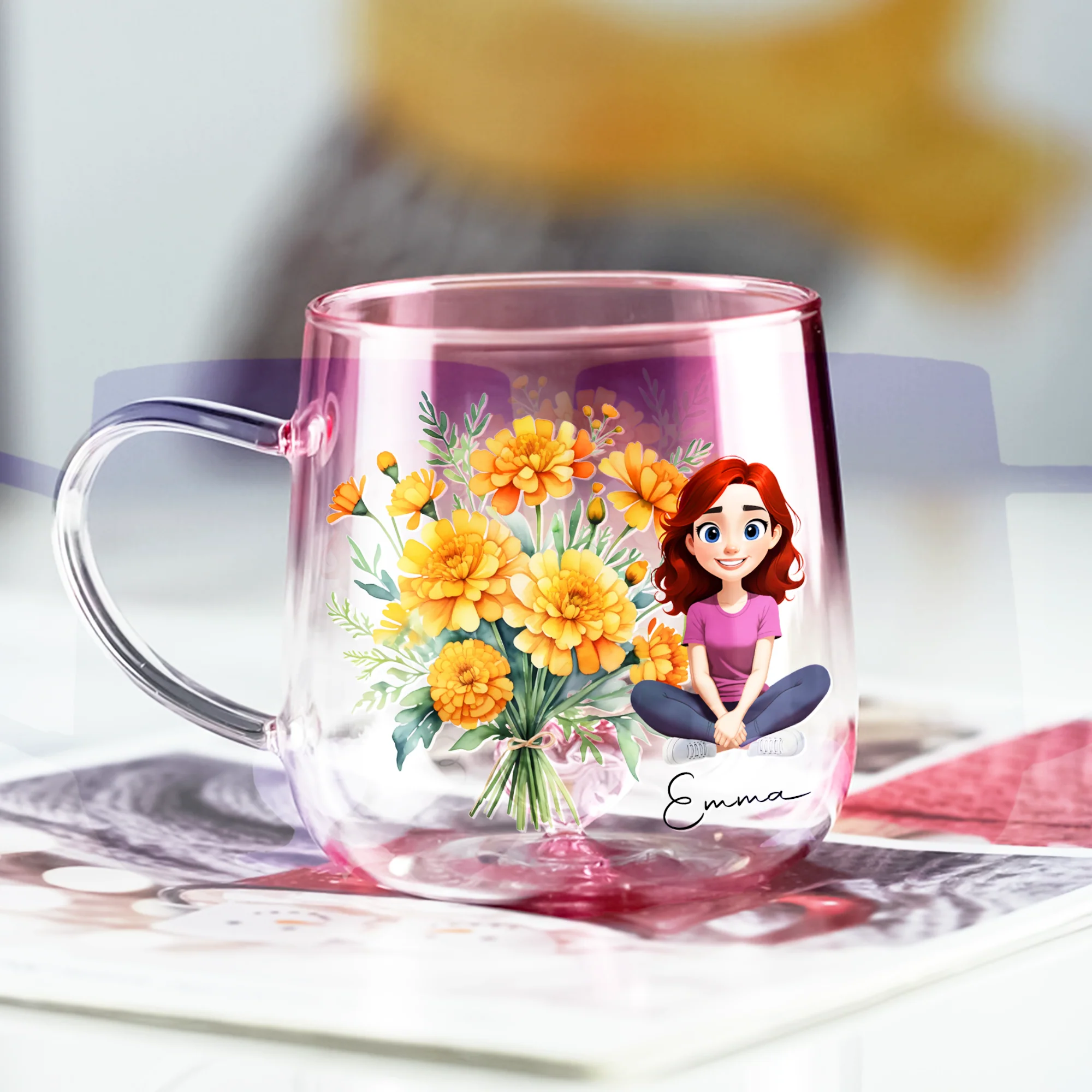 Personalized You Are Beautiful Flower Pink Gradient Glass Mug - Gift For Mom, Sister, Grandma, Mother's Day HO82 901752 - Image 3