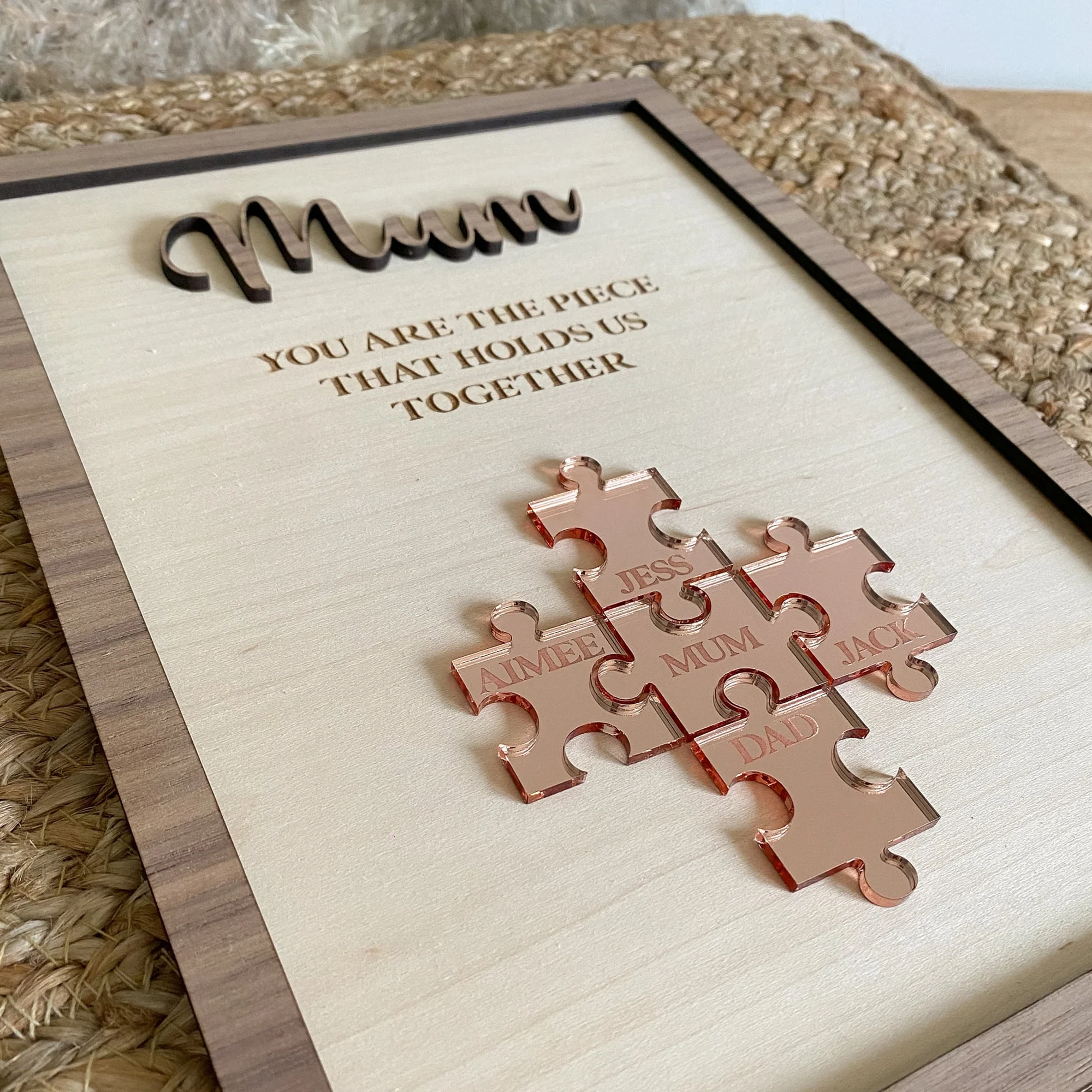 Personalized You Are The Piece That Holds Us Together 2-Layered Wooden Plaque - Mother's Day Gift HO82 901672 - Image 2