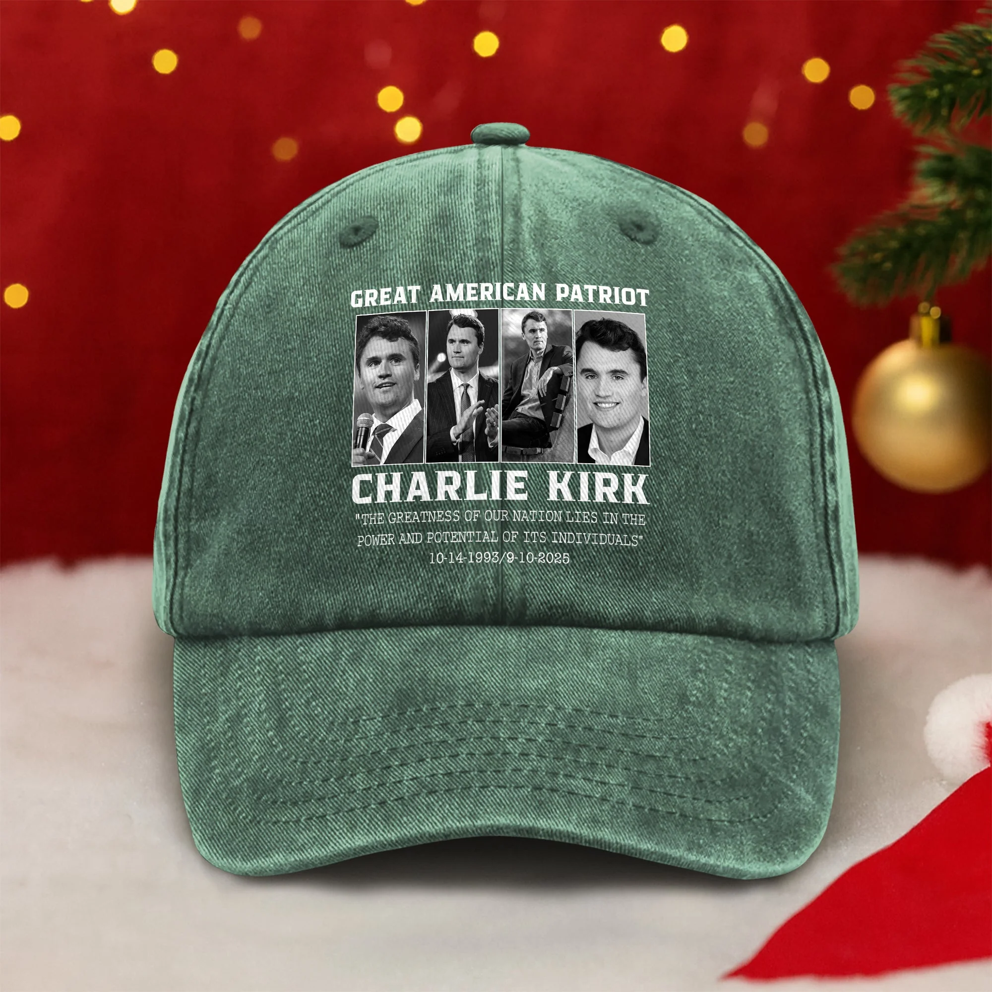 Prayers Up for Charlie Kirk Great America Patriot Washed Denim Baseball Cap HO82 65744 - Image 3