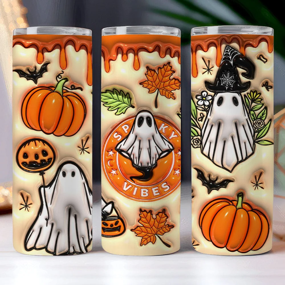Pumpkin And Spooky Halloween Skinny Tumbler HO82 891328 - Image 2