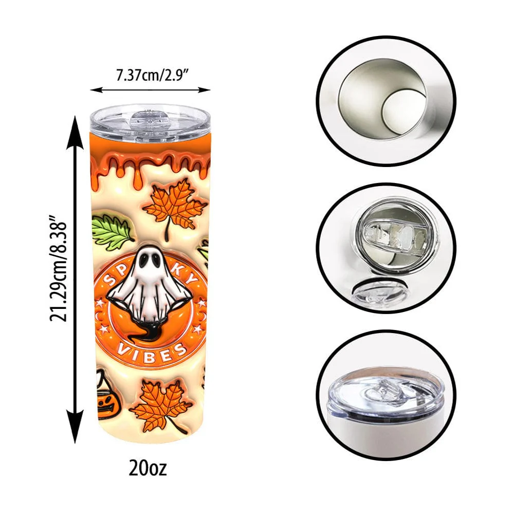 Pumpkin And Spooky Halloween Skinny Tumbler HO82 891328 - Image 4