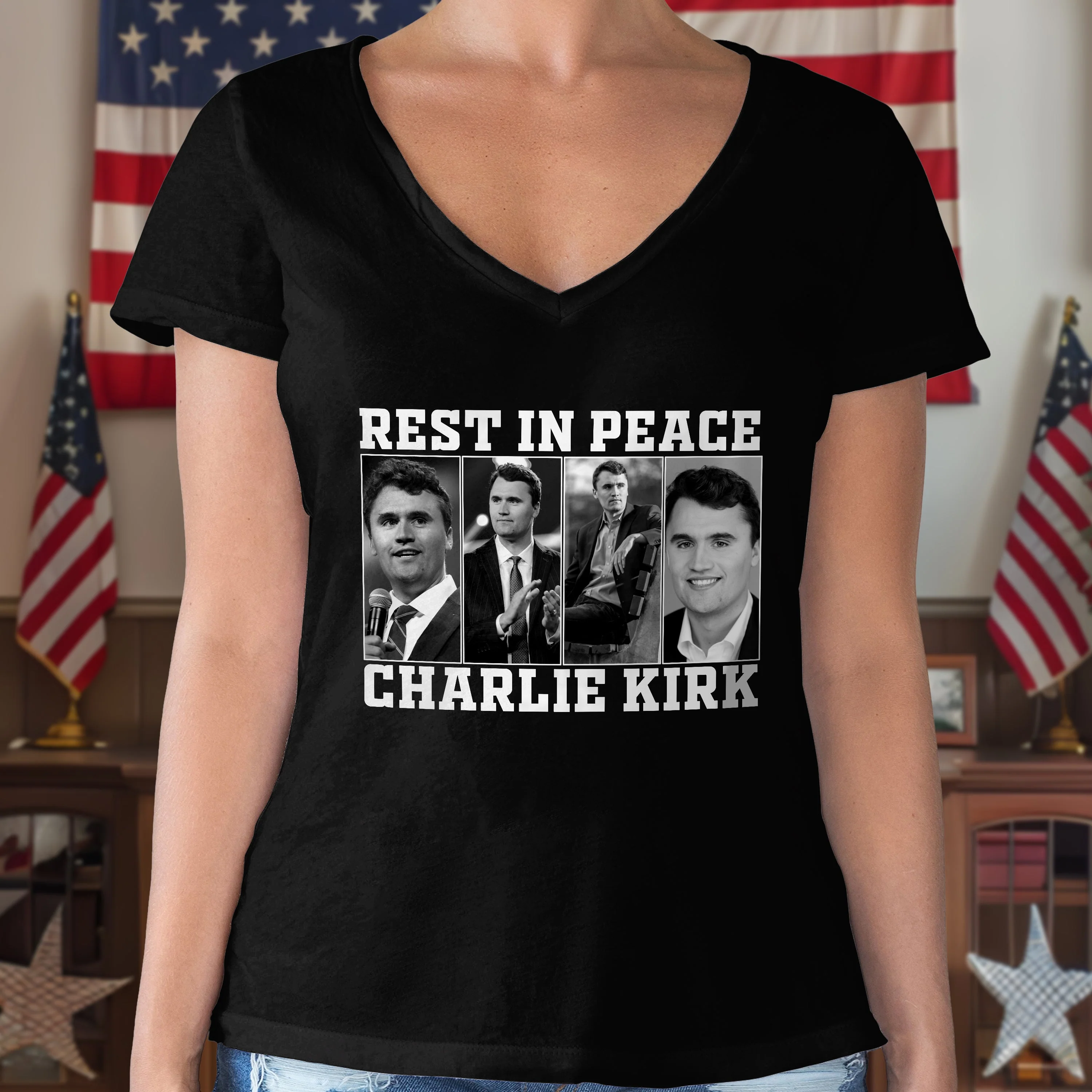 Rest In Peace For Charlie Kirk Memorial Dark Shirt HO82 65732 - Image 2