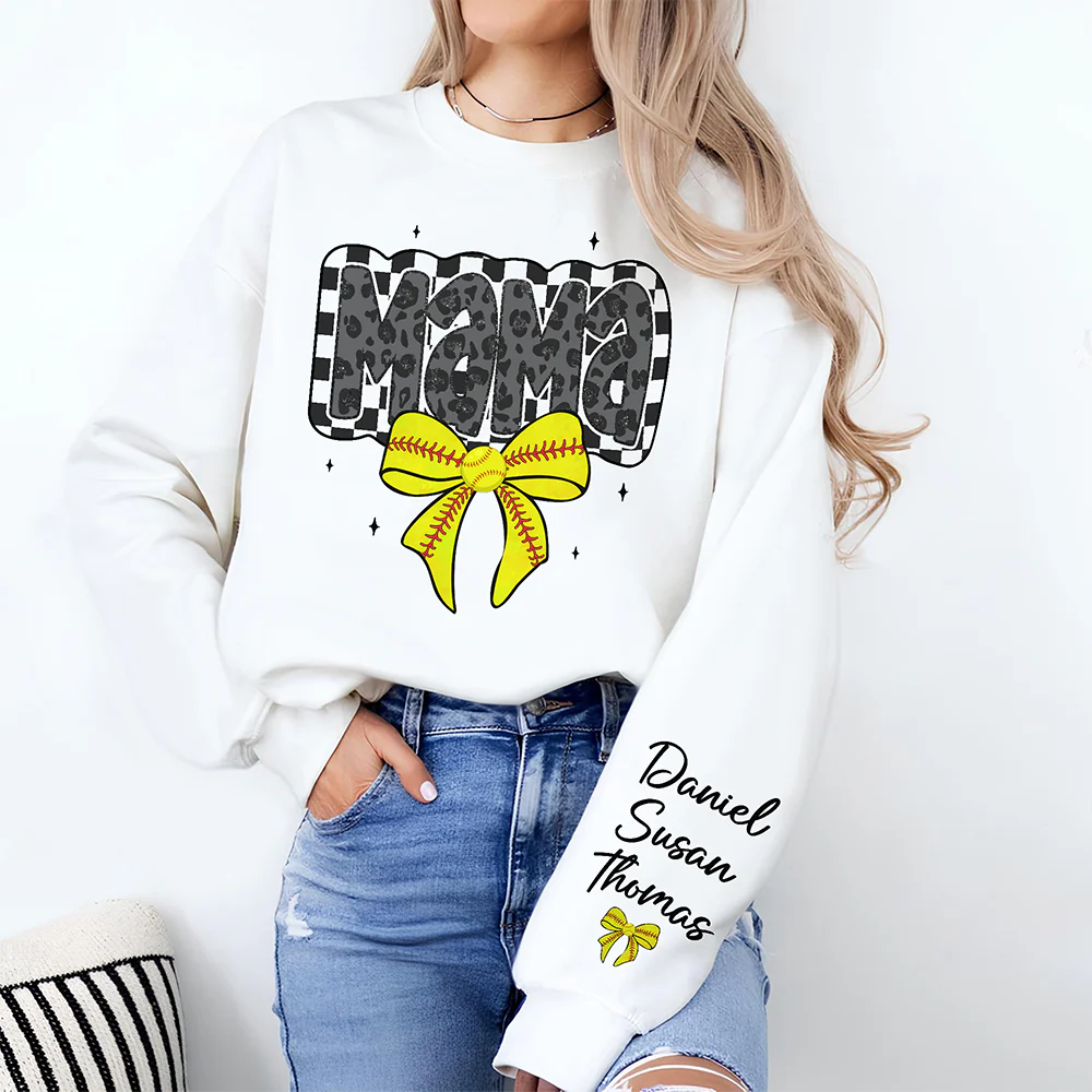 Retro Softball Mama Coquette Sweatshirt Personalized Gift For Mother's Day HO82 893652 - Image 5