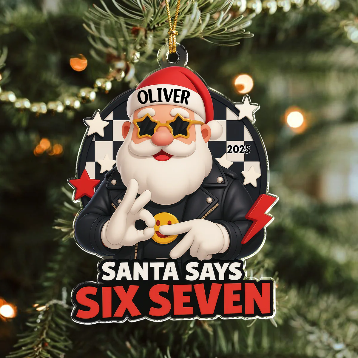 Santa Says Six Seven Acrylic Ornament, Teen Slang Funny 67 Tree Decor, Funny Teen Grandkid Gift HO82 900488 - Image 3