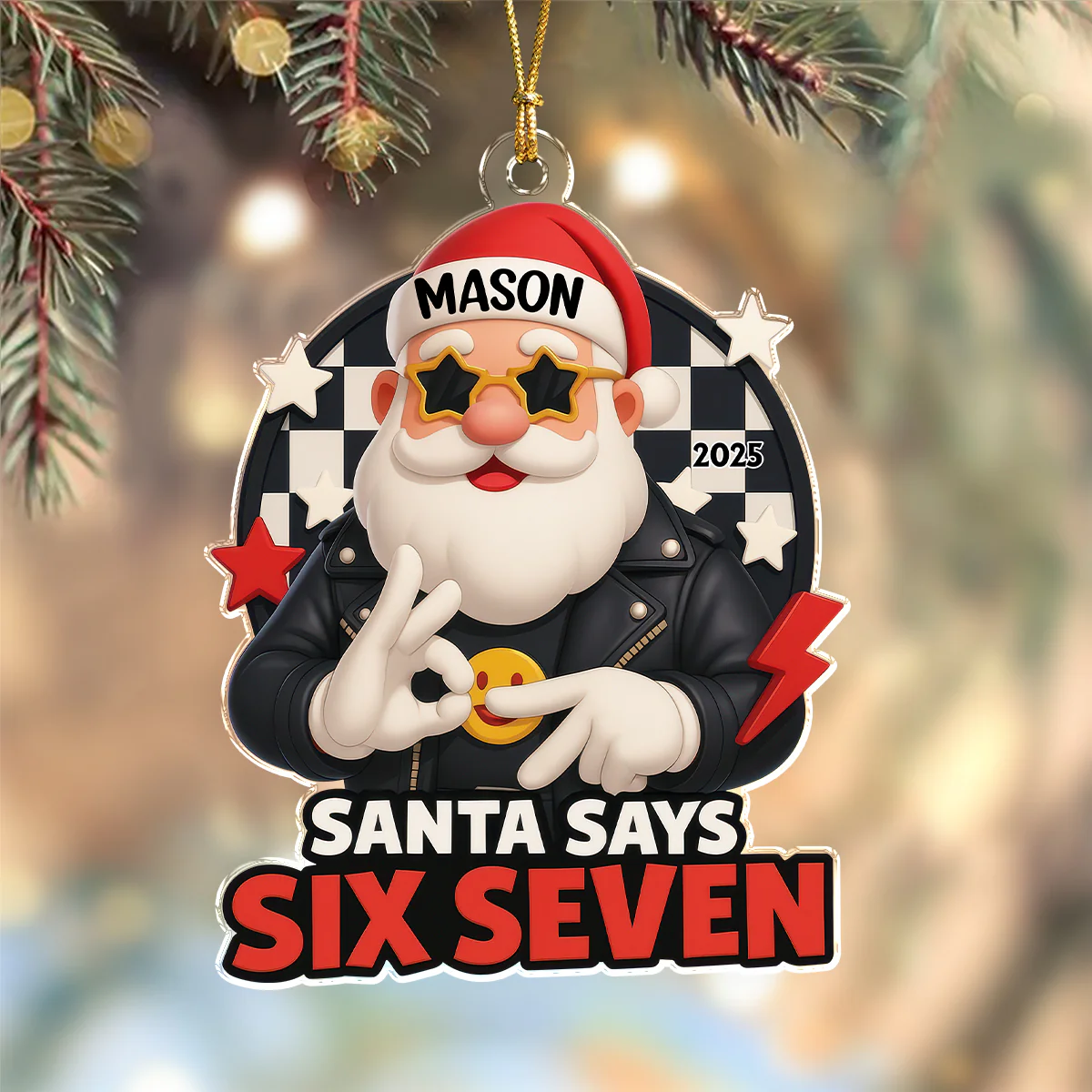 Santa Says Six Seven Acrylic Ornament, Teen Slang Funny 67 Tree Decor, Funny Teen Grandkid Gift HO82 900488 - Image 5