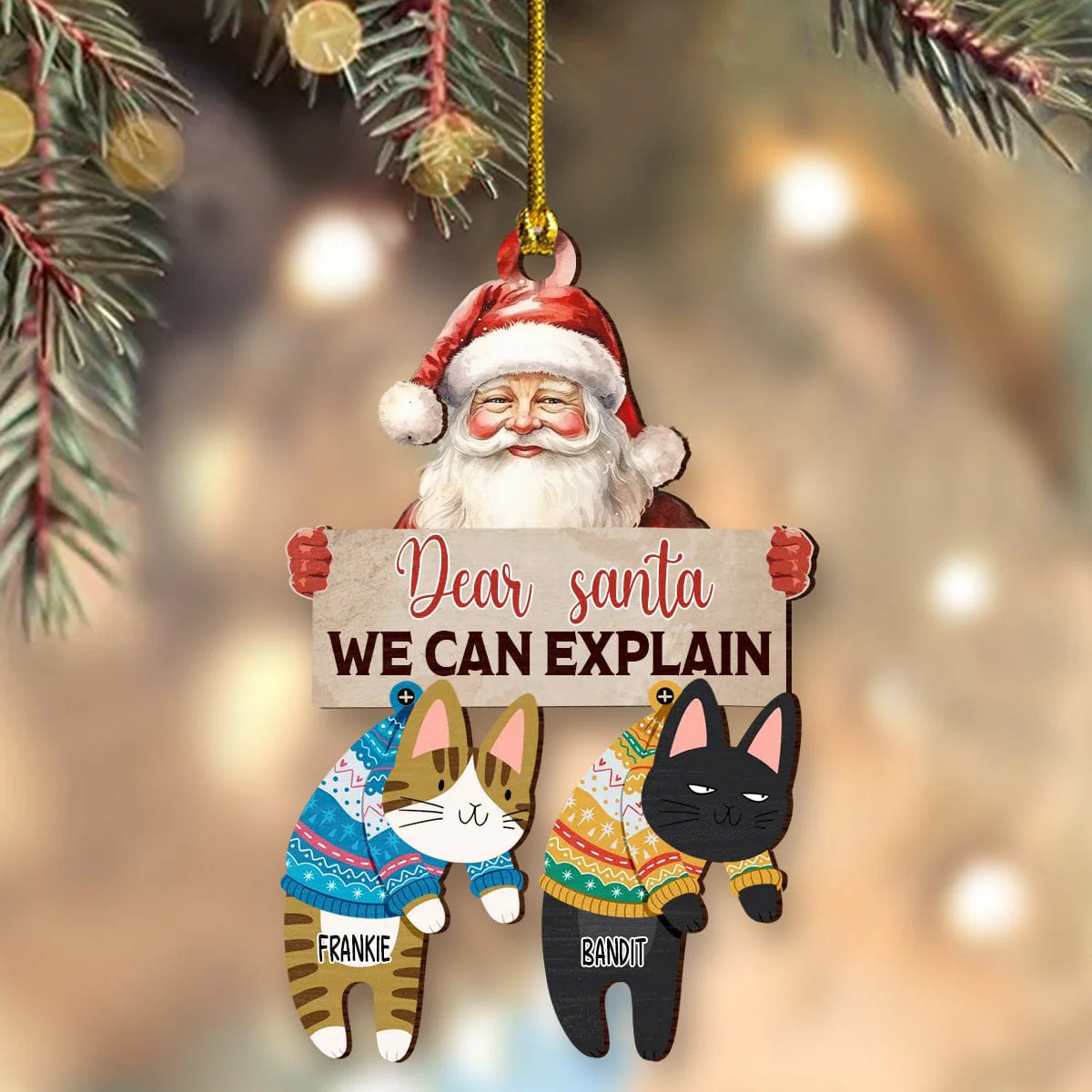 Santa We Can Explain Funny Cat Christmas Wood Ornament Personalized Gift HO82 893106 - Image 2