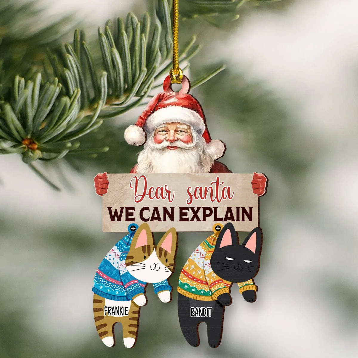 Santa We Can Explain Funny Cat Christmas Wood Ornament Personalized Gift HO82 893106 - Image 3