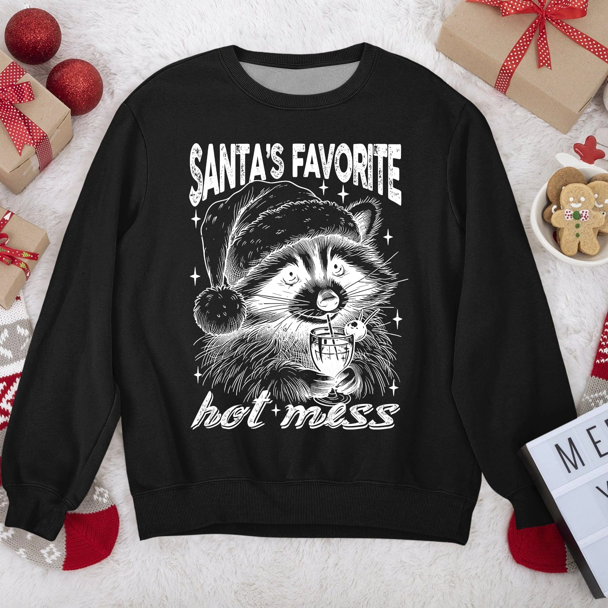 Santa's Favorite Hot Mess Christmas Dark Sweatshirt HO82 893234 - Image 5